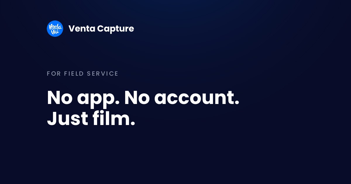 Customer video intake: a customer records a guided video of a fault on their own phone, no app and no account, for the service desk to review