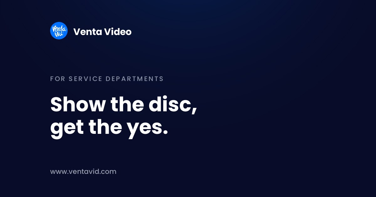 Video vehicle health check banner: show the disc, get the yes