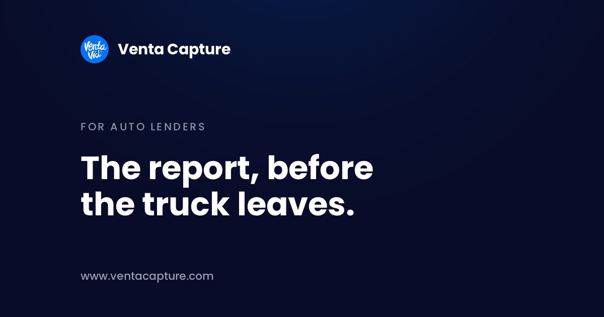 Repossession condition report completed at the point of recovery with Venta Capture