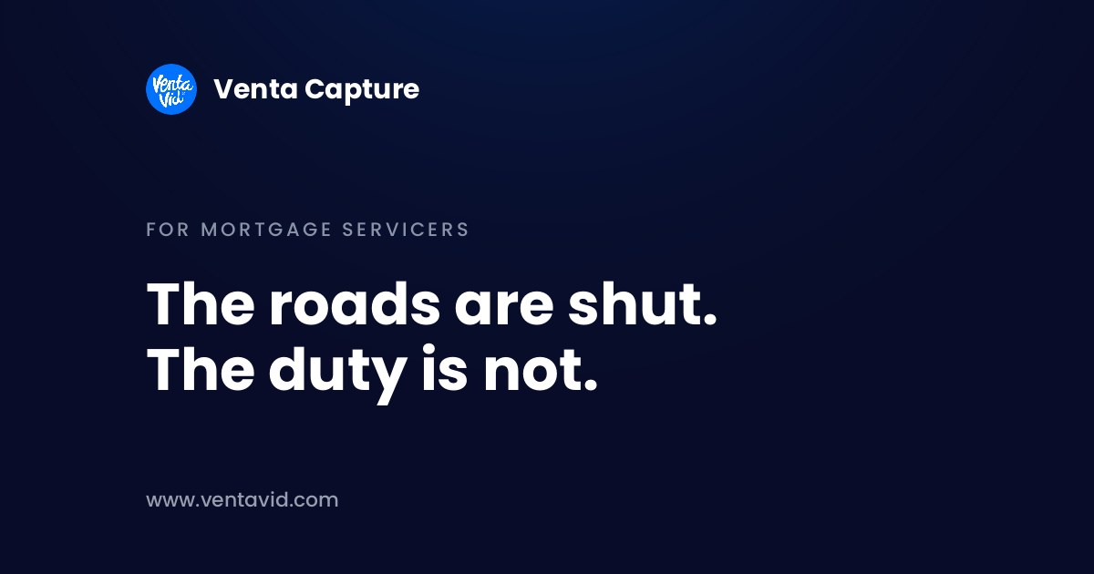 Disaster property inspection for mortgage servicers: a sealed condition record when the roads into the county are closed
