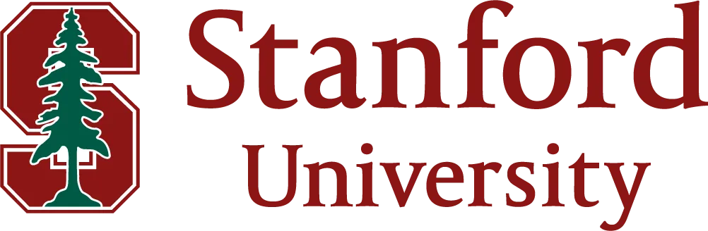 Stanford University logo with a red "S" and green tree.