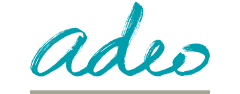 Teal "adeo" logo on a white background.