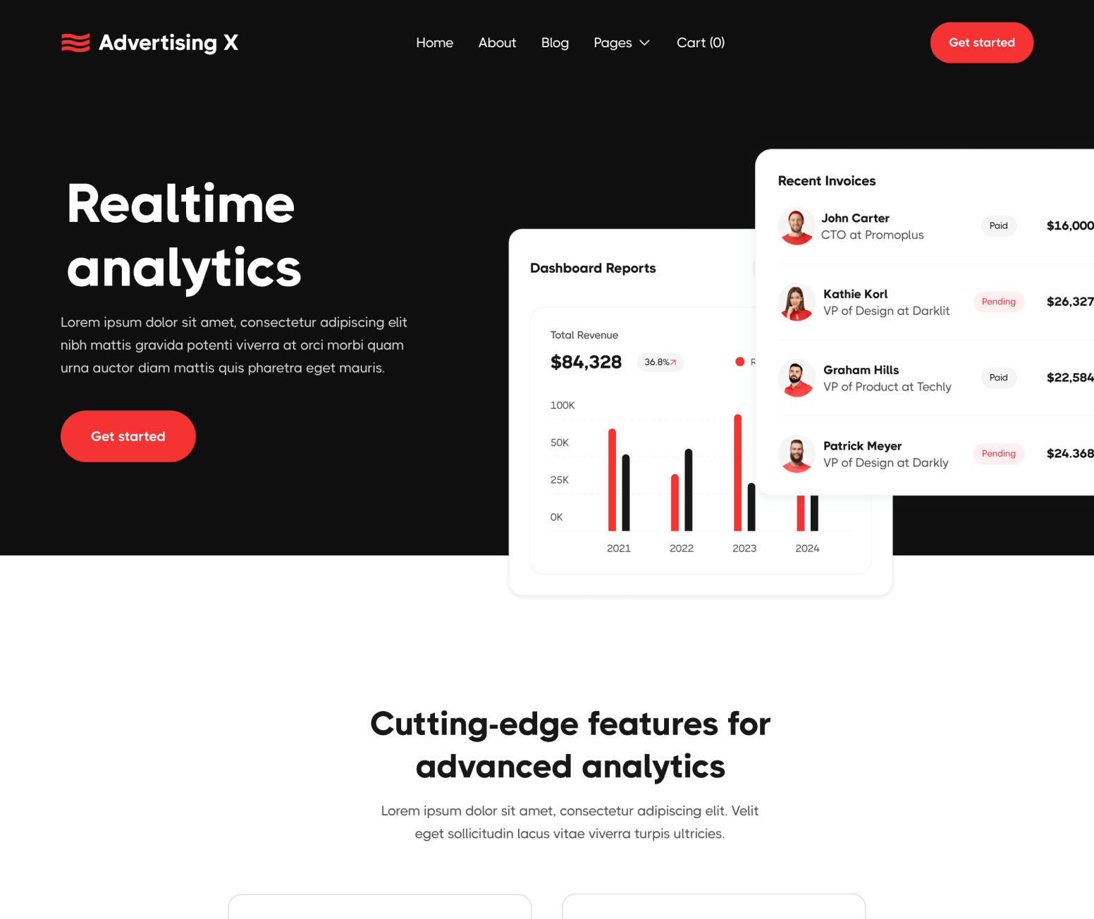 Advertising X - Feature Single Page - Modern Saas Webflow Template
