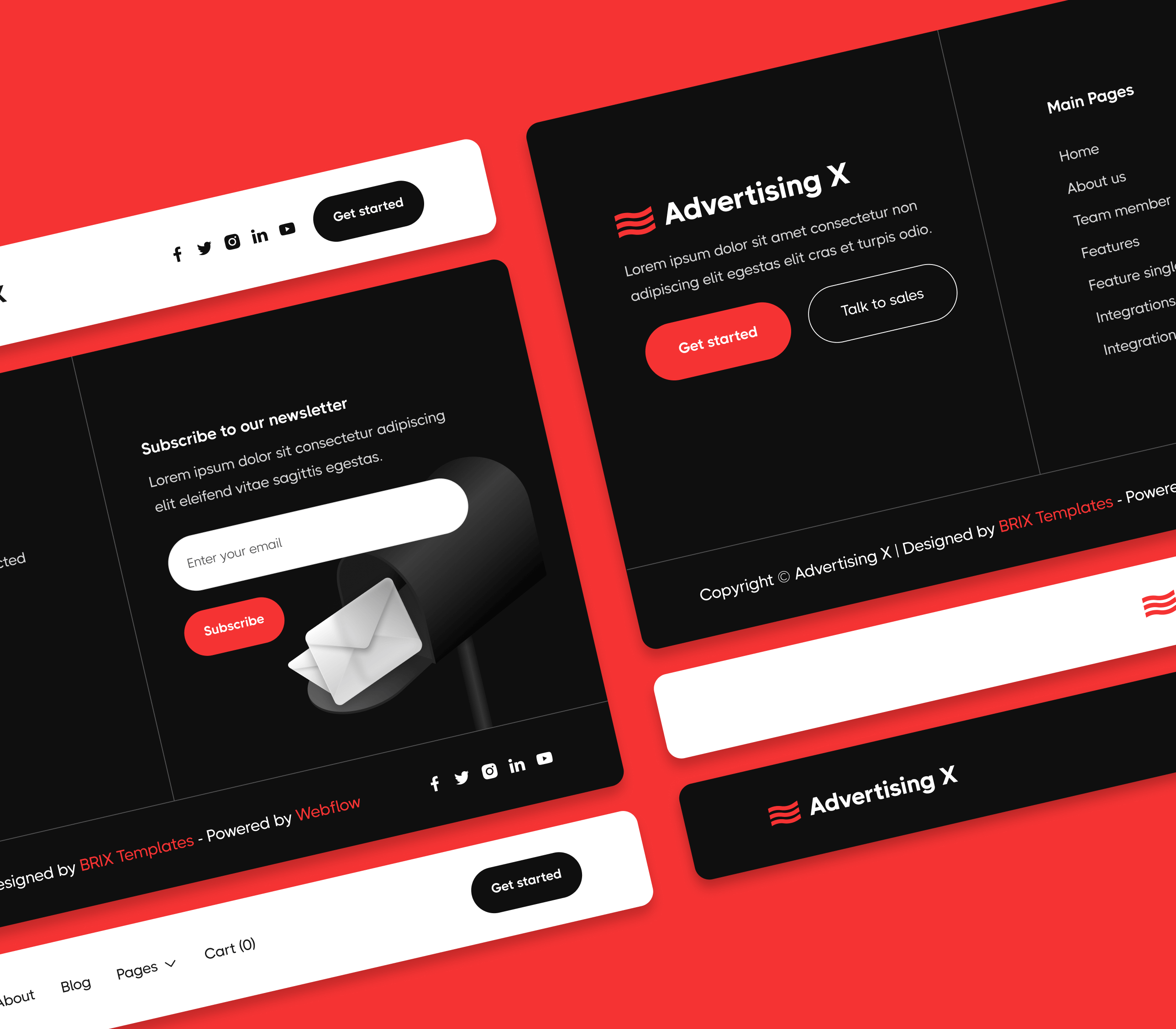 Advertising X - 3 Headers And Footers Included - Modern Saas Webflow Template