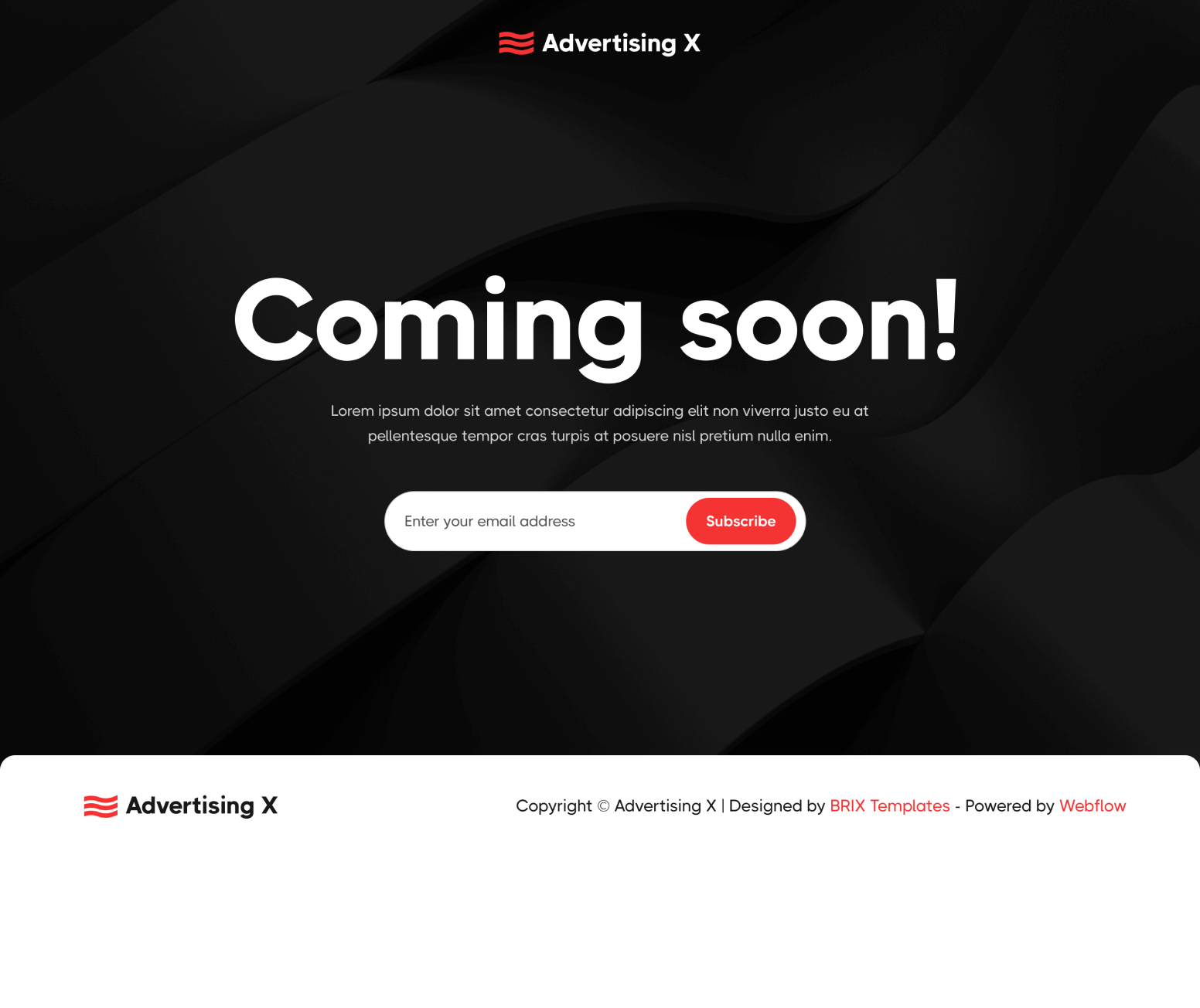 Advertising X - Coming Soon Page - Modern Saas Webflow Template
