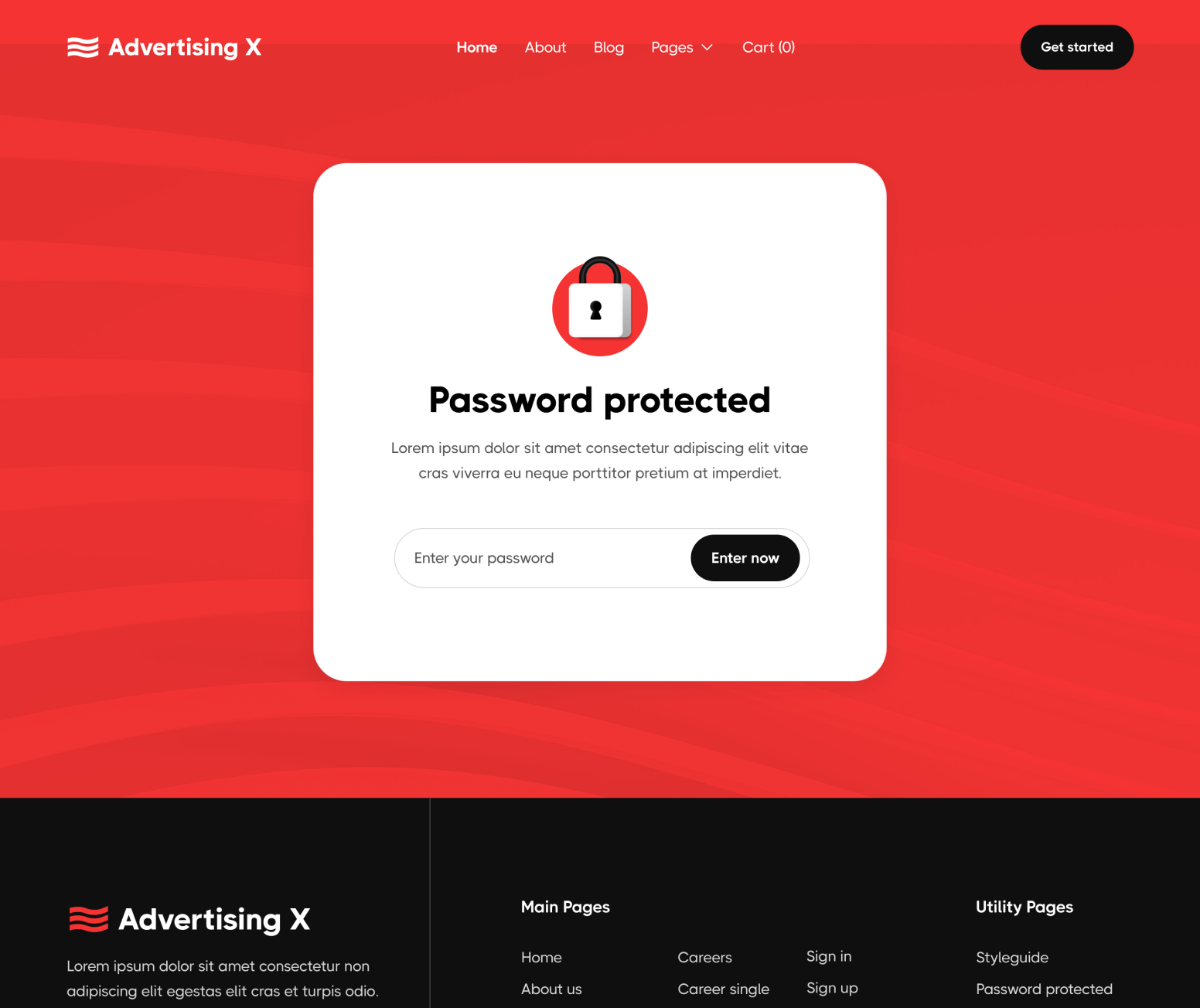 Advertising X - Password Protected Page - Modern Saas Webflow Template
