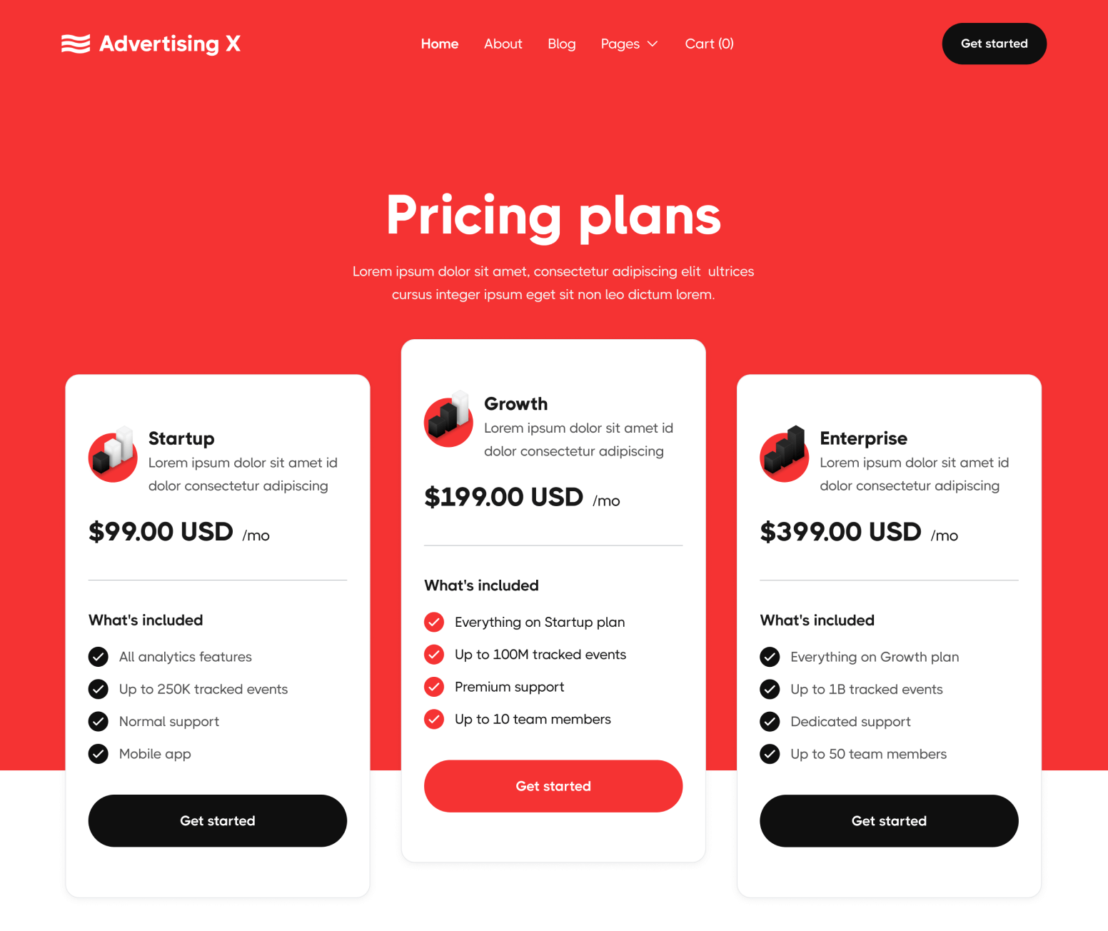 Advertising X - Pricing Page - Modern Saas Webflow Template