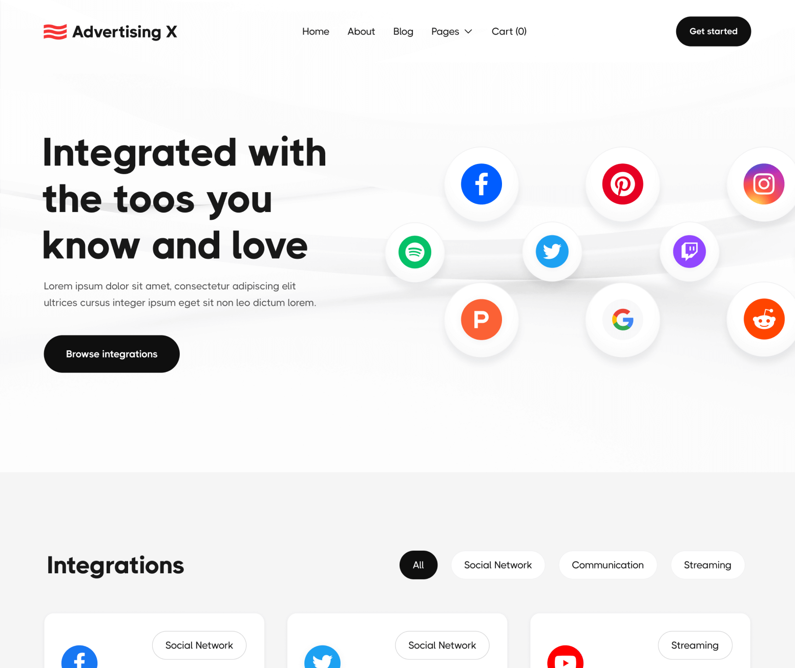 Advertising X - Integrations Page - Modern Saas Webflow Template