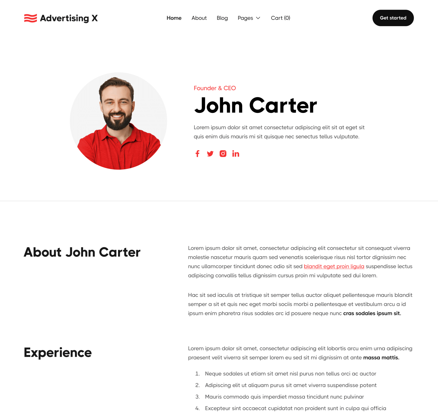Advertising X - Team Member Page - Modern Saas Webflow Template