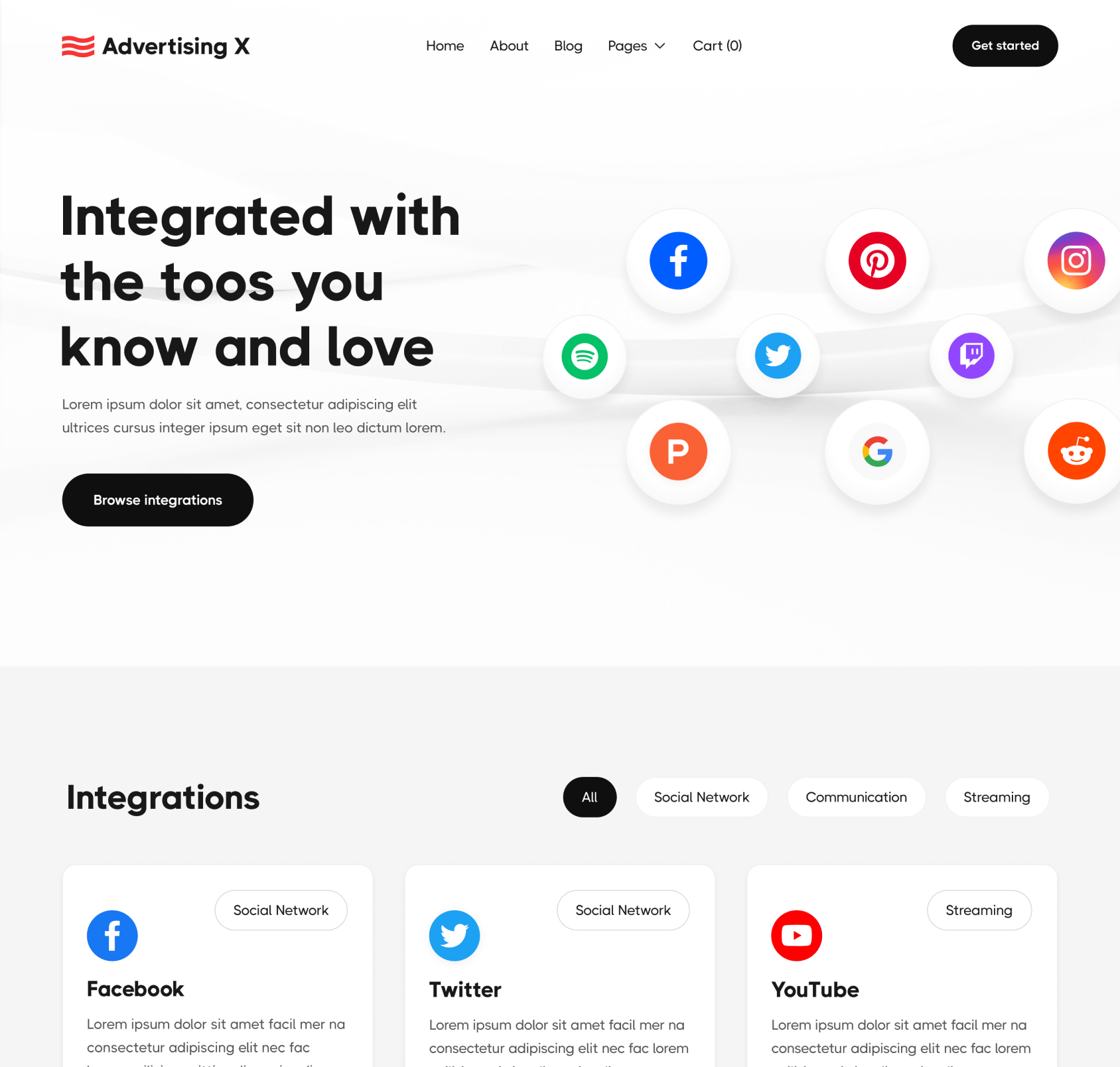 Advertising X - Integrations Page - Modern Saas Webflow Template
