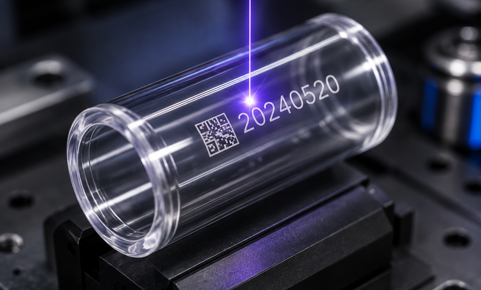 Gravação a laser sendo feita em plástico.