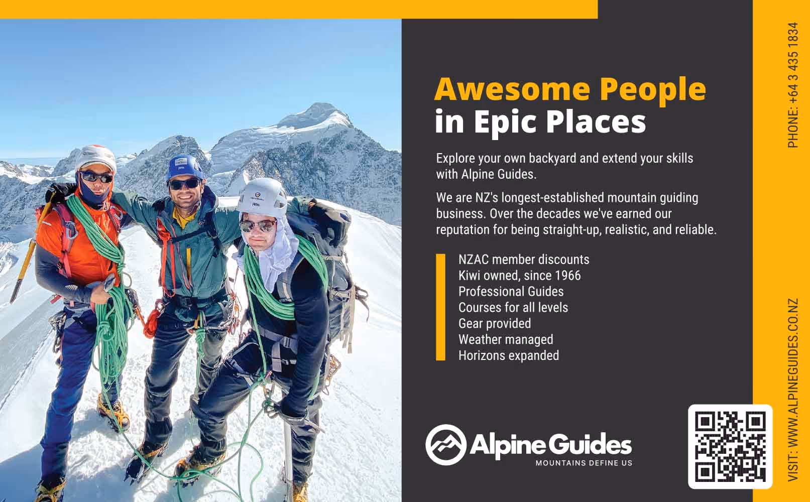 Alpine Guides NZ ad design.
