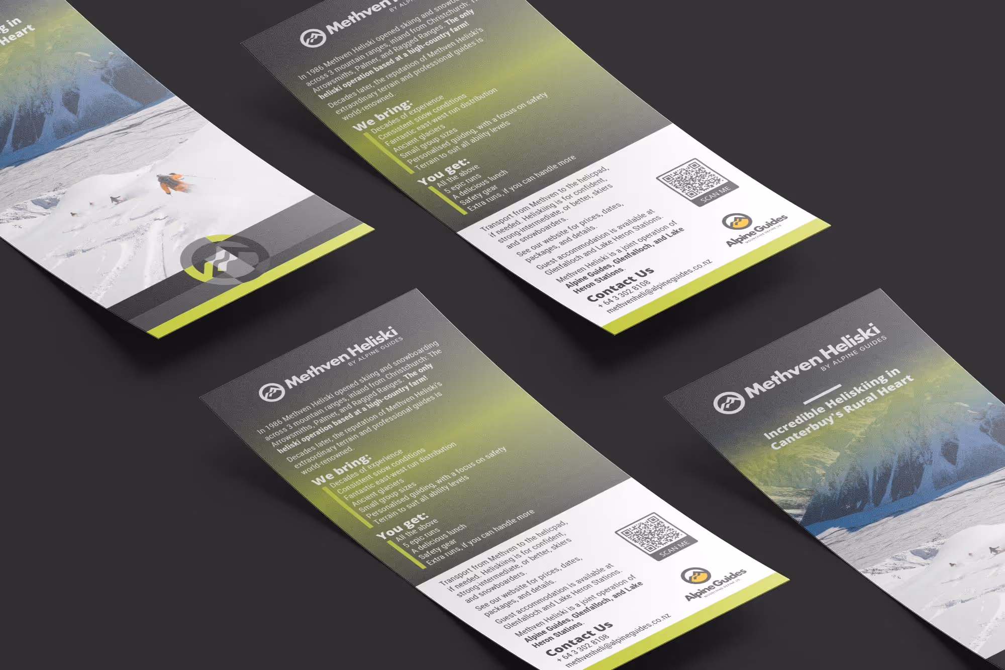 Methven Heliski brochure design.
