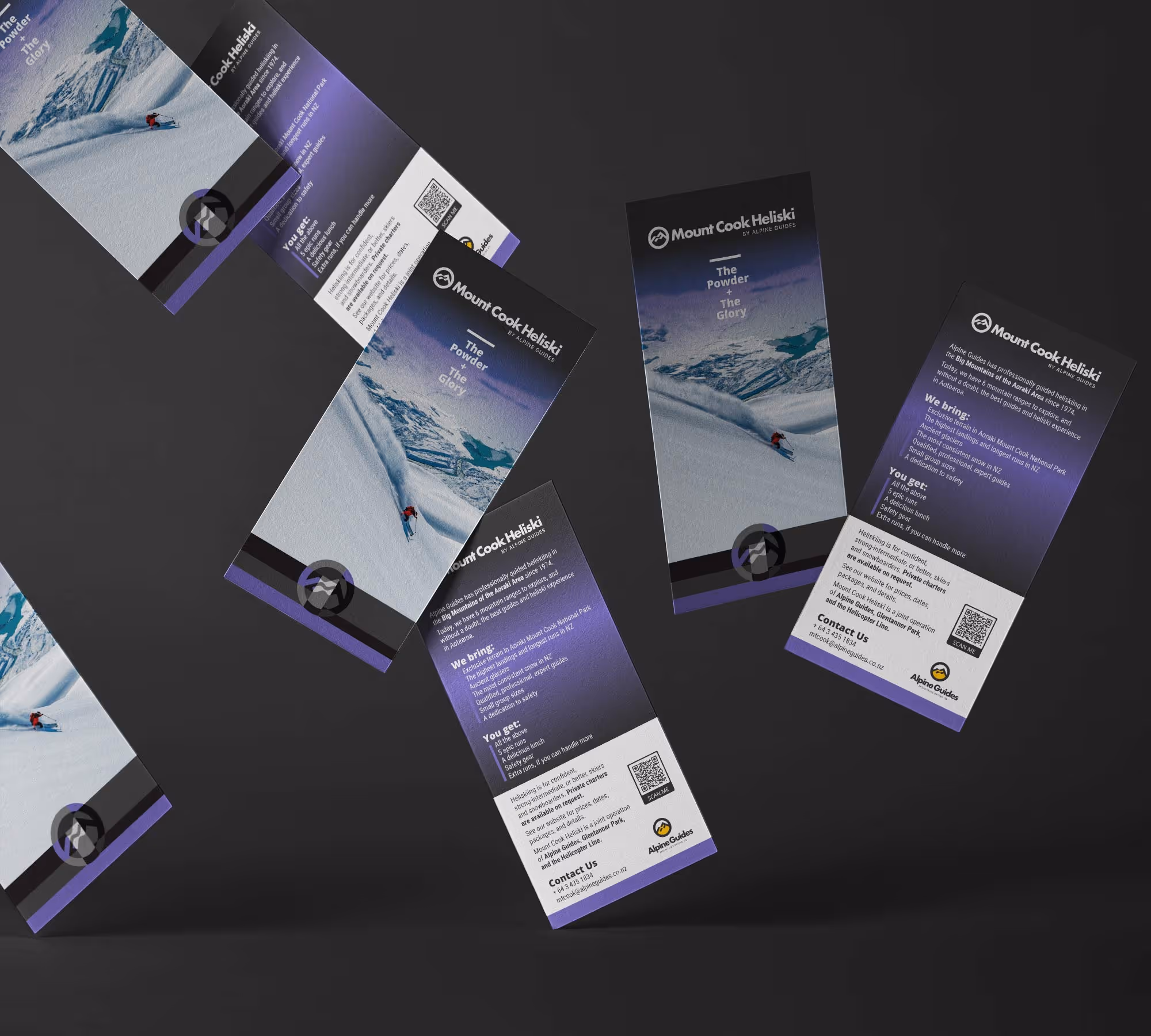 Mount Cook Heliski NZ brochure design.