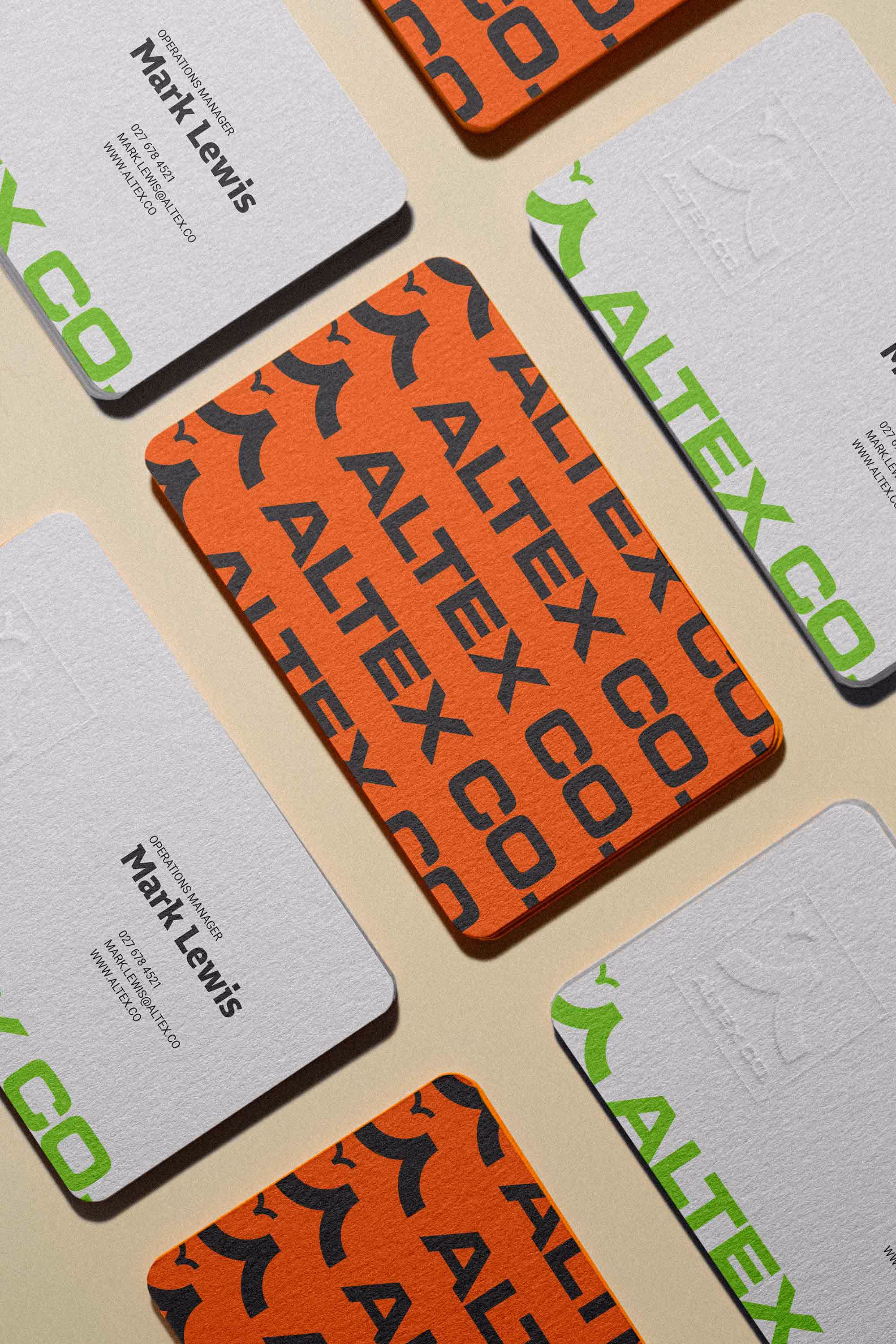 Altex Co. business card design.
