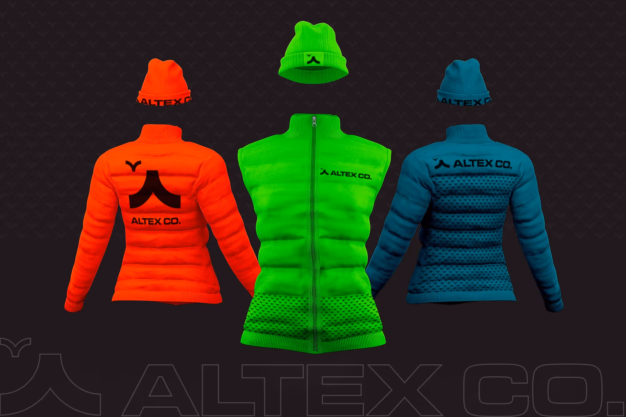 Altex Co. branding project. Logo application for winter jackets.