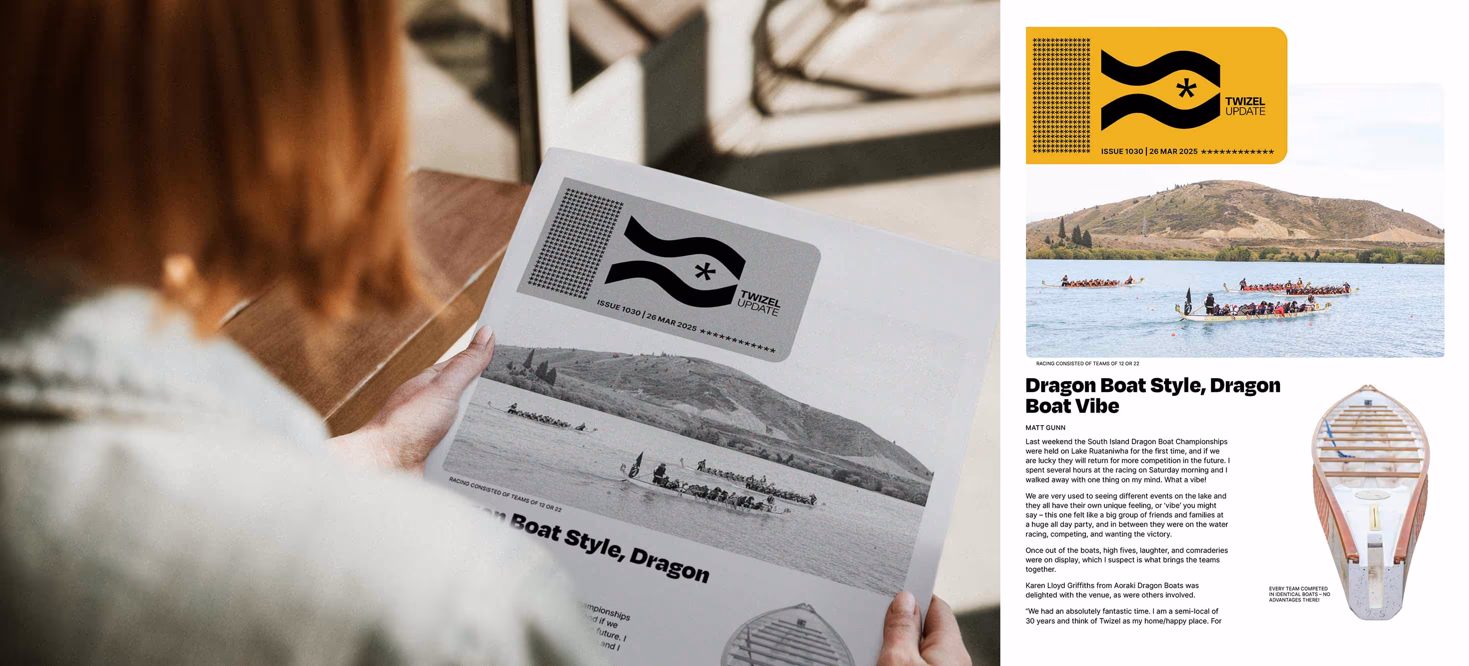 Twizel Update editorial design.