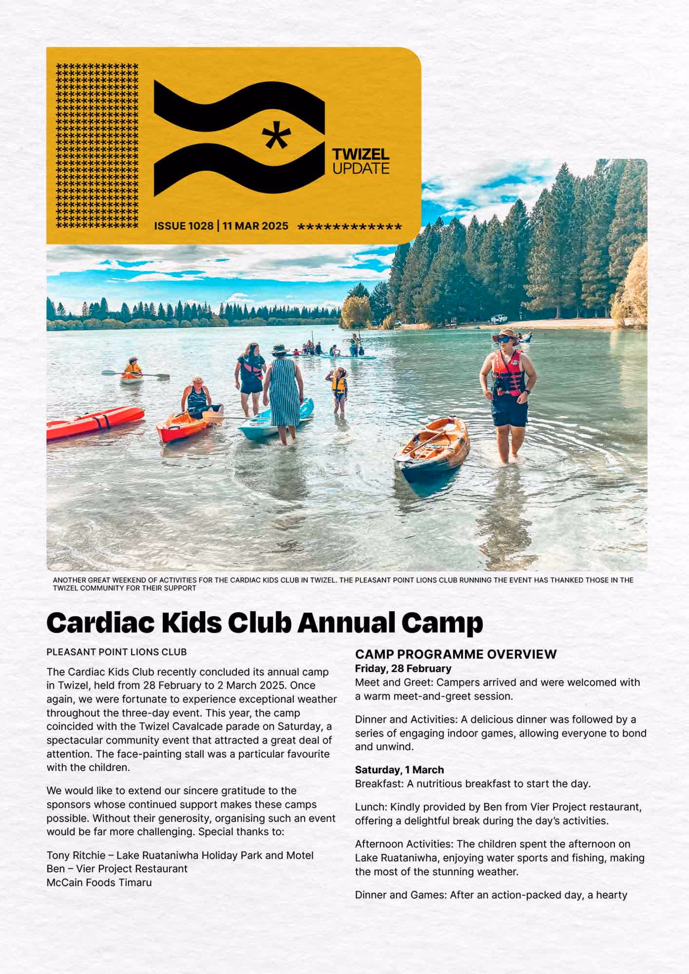 Twizel Update editorial design.