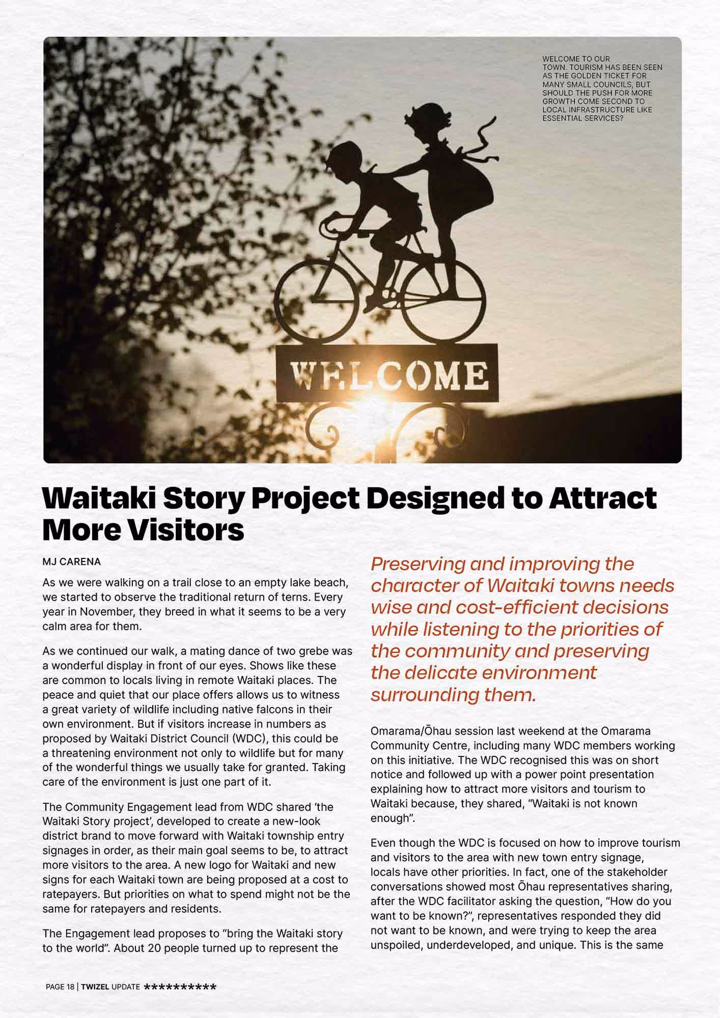 Twizel Update editorial design.