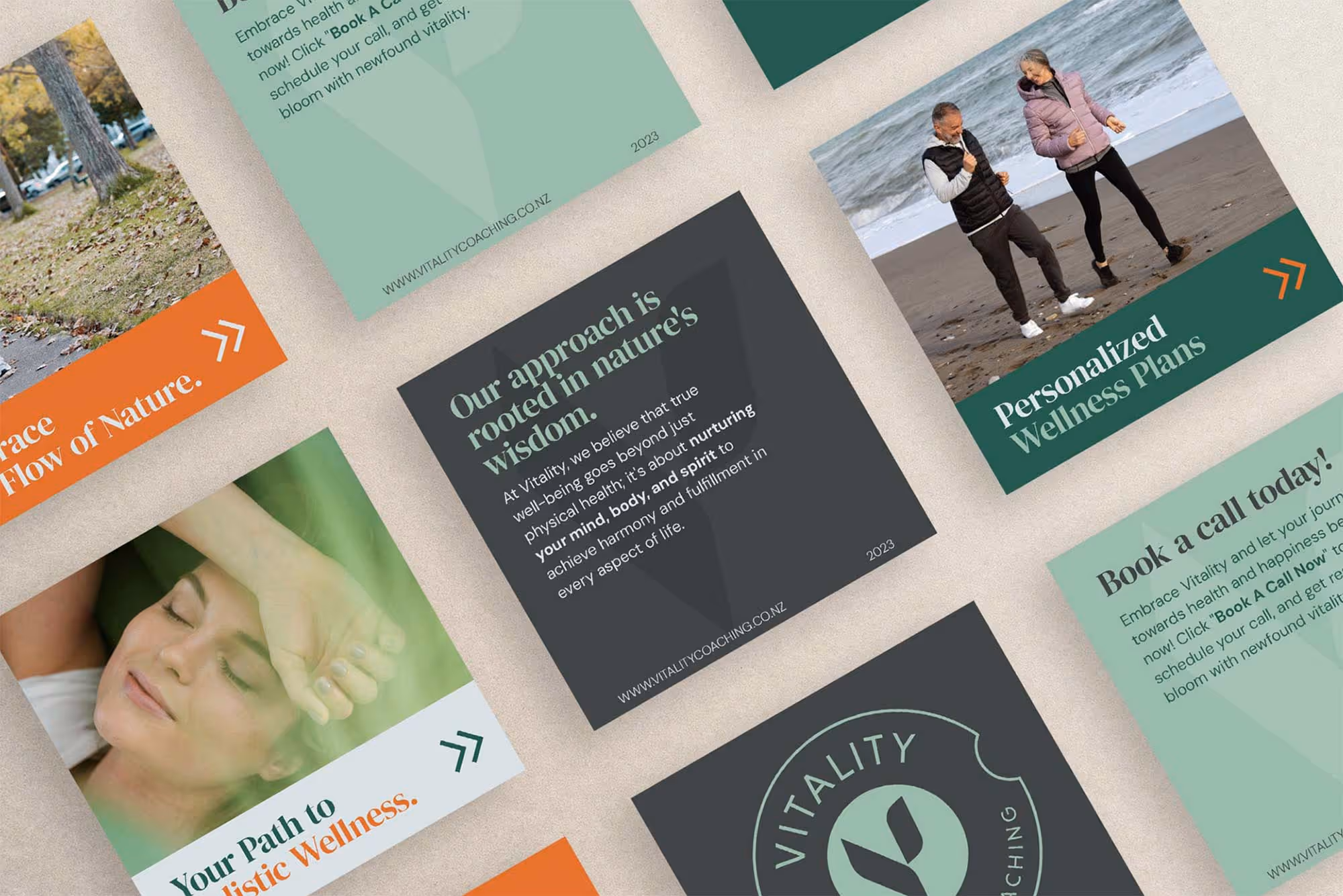 Vitality Health and Wellness Coaching NZ branding for social media application.