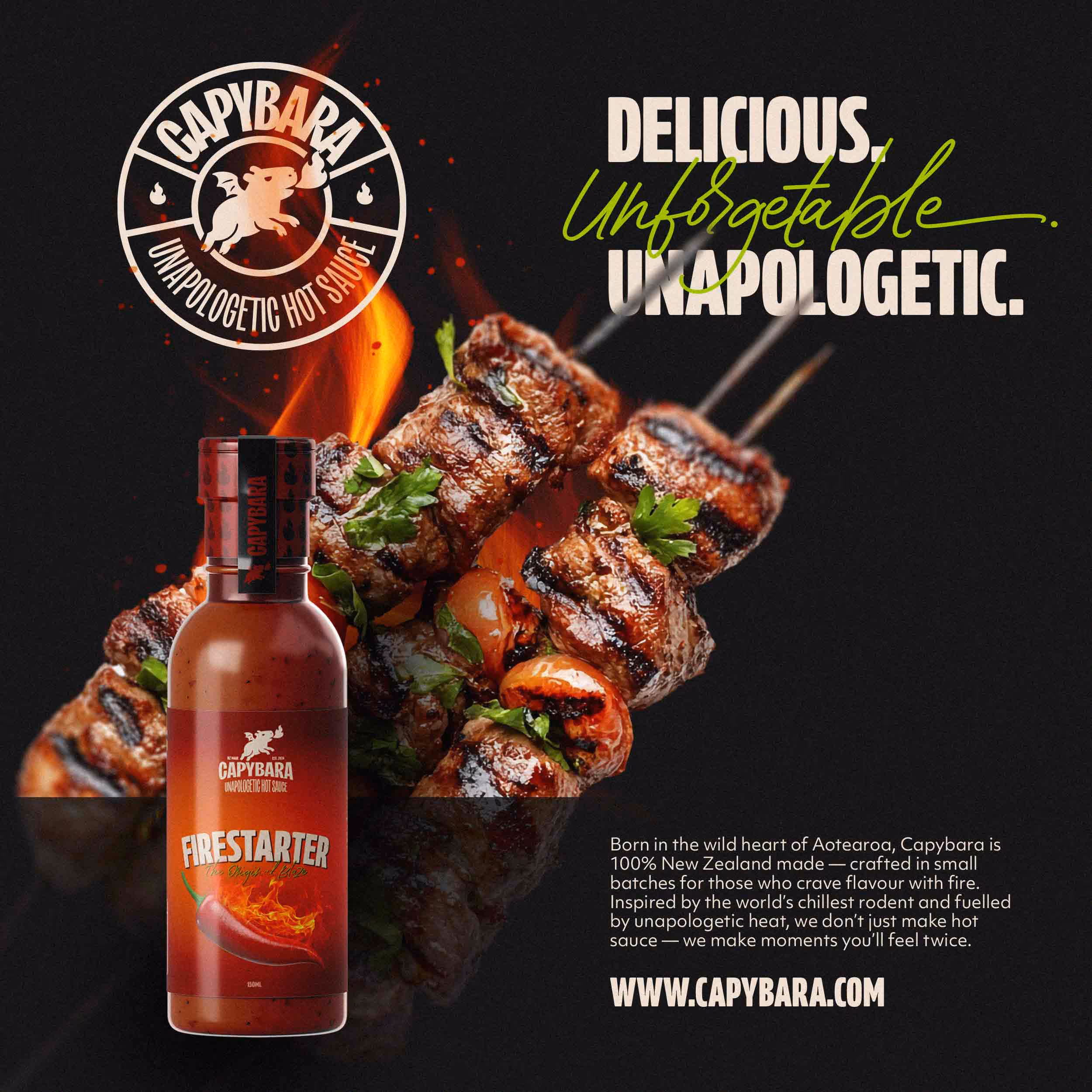 Capybara branding concept work. Ad mockup.