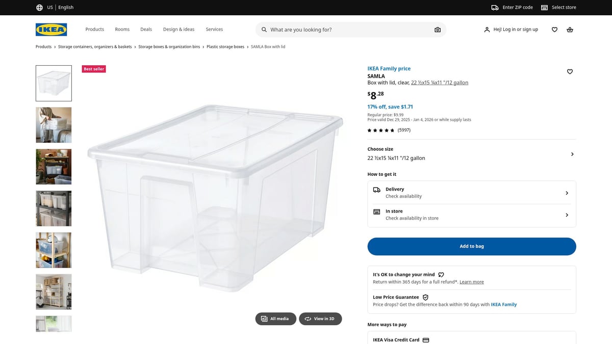 7 Innovative Garage Storage Solutions for 2026 - IKEA SAMLA Box with Lid
