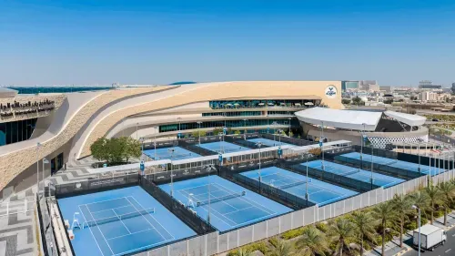 8 outdoor blue tennis courts at rafa nadal academy kuwait