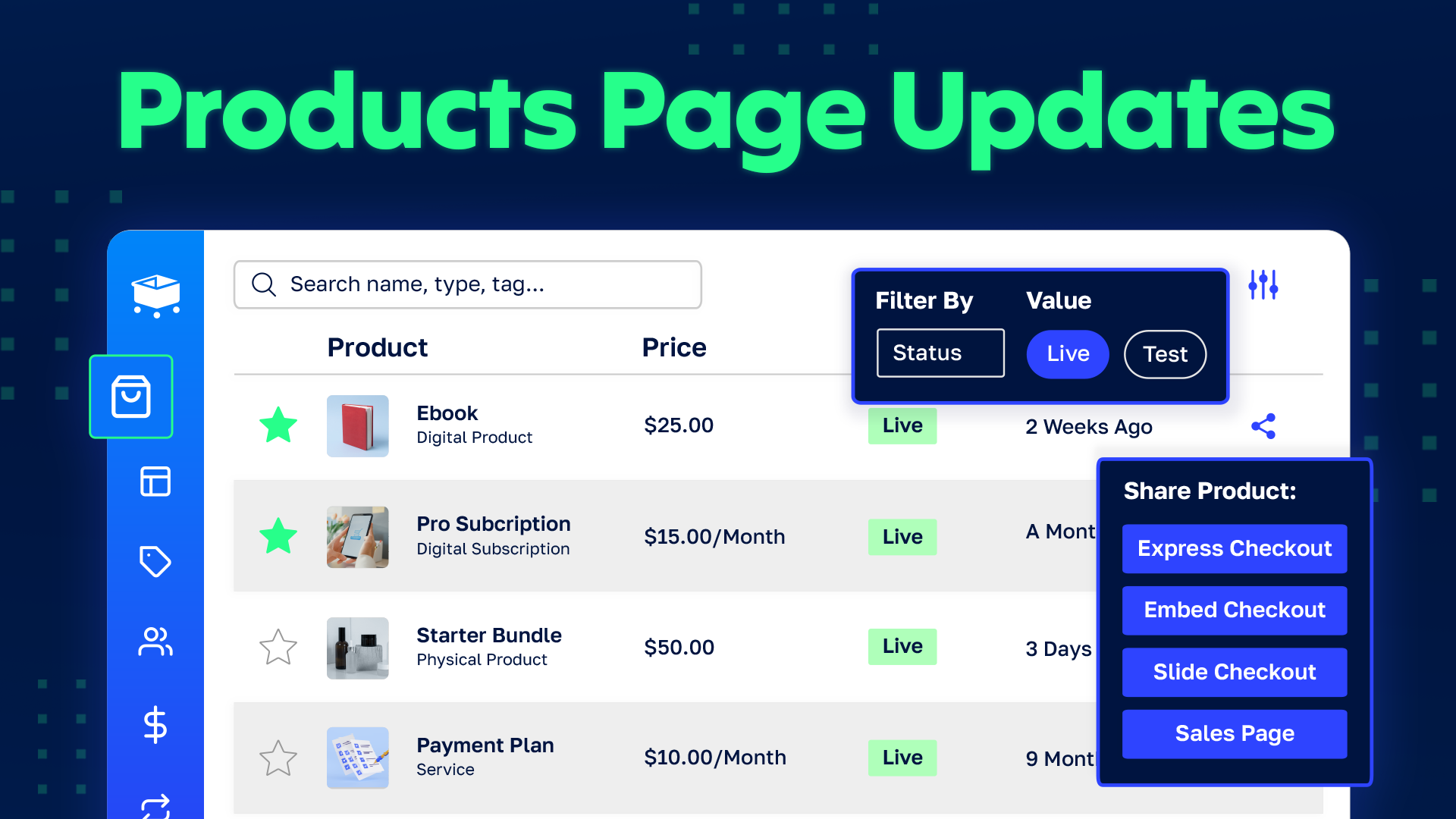 Products Page Updates