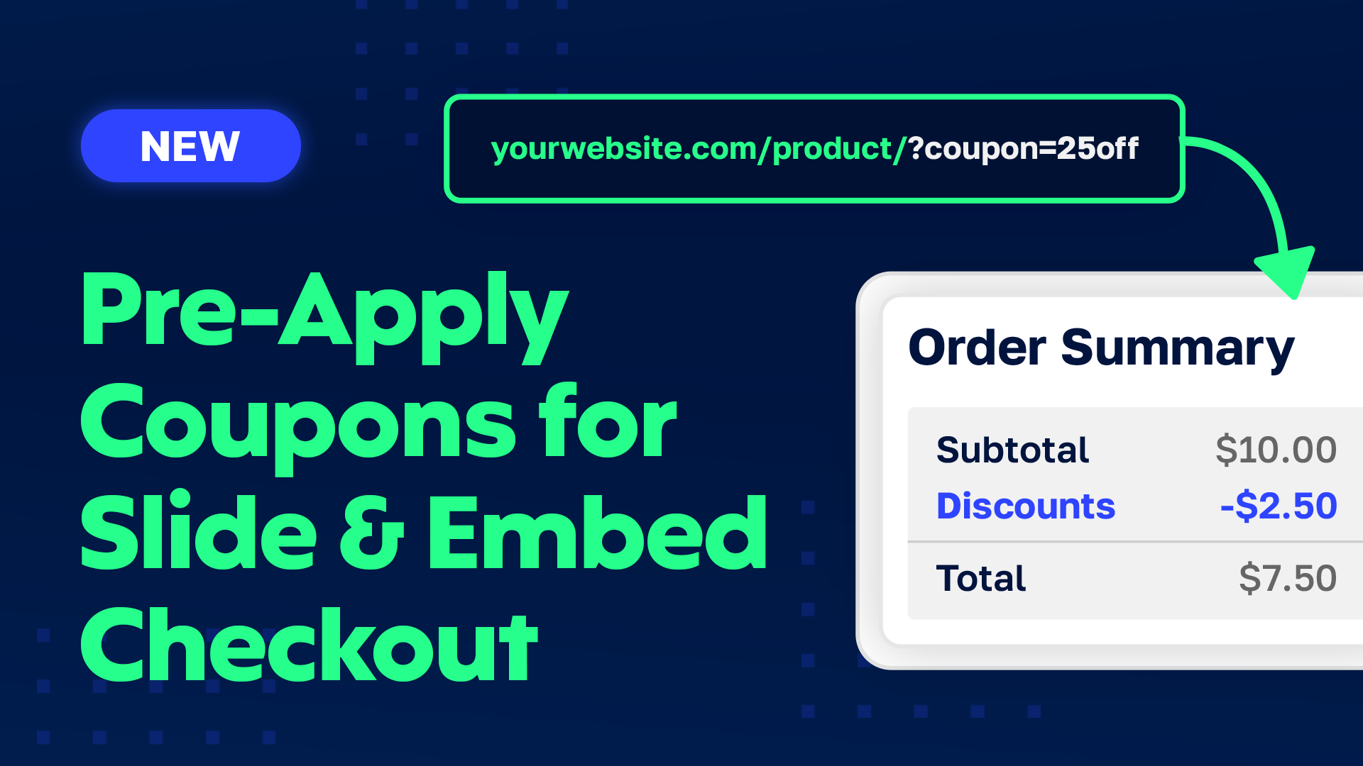 Pre-Apply Coupons for Slide & Embed Checkout