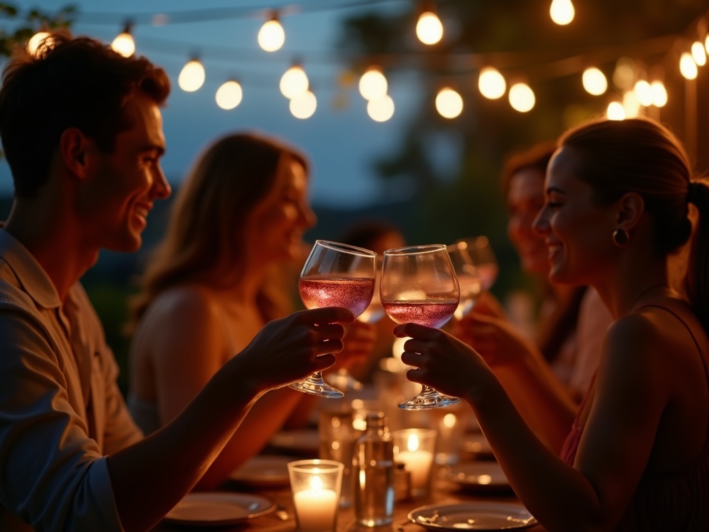 Austin bar patio at golden hour with tequila pours