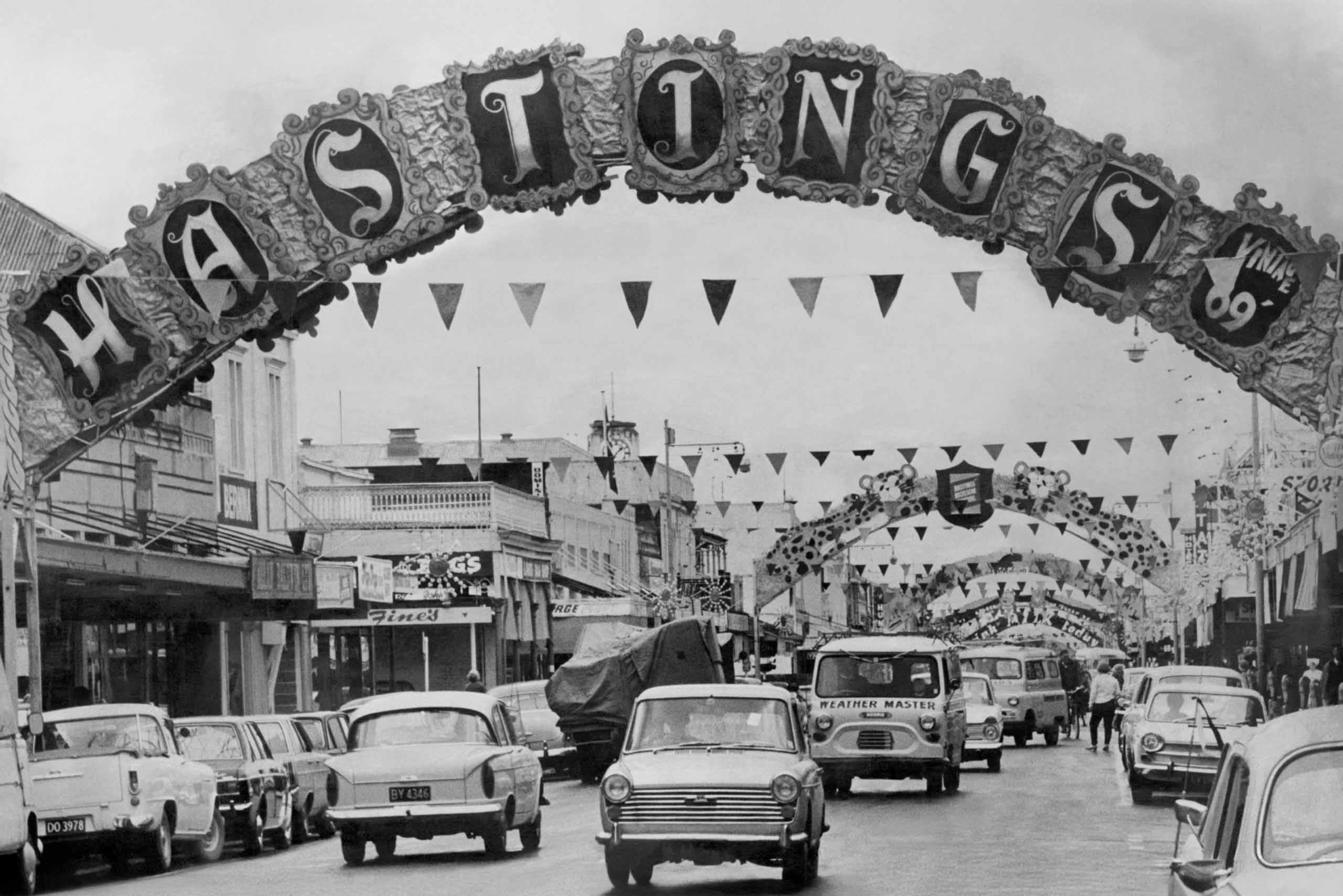 ntage-print-of-Hasting-Blossom-Festival-Arches-Heretaunga-Street-1969