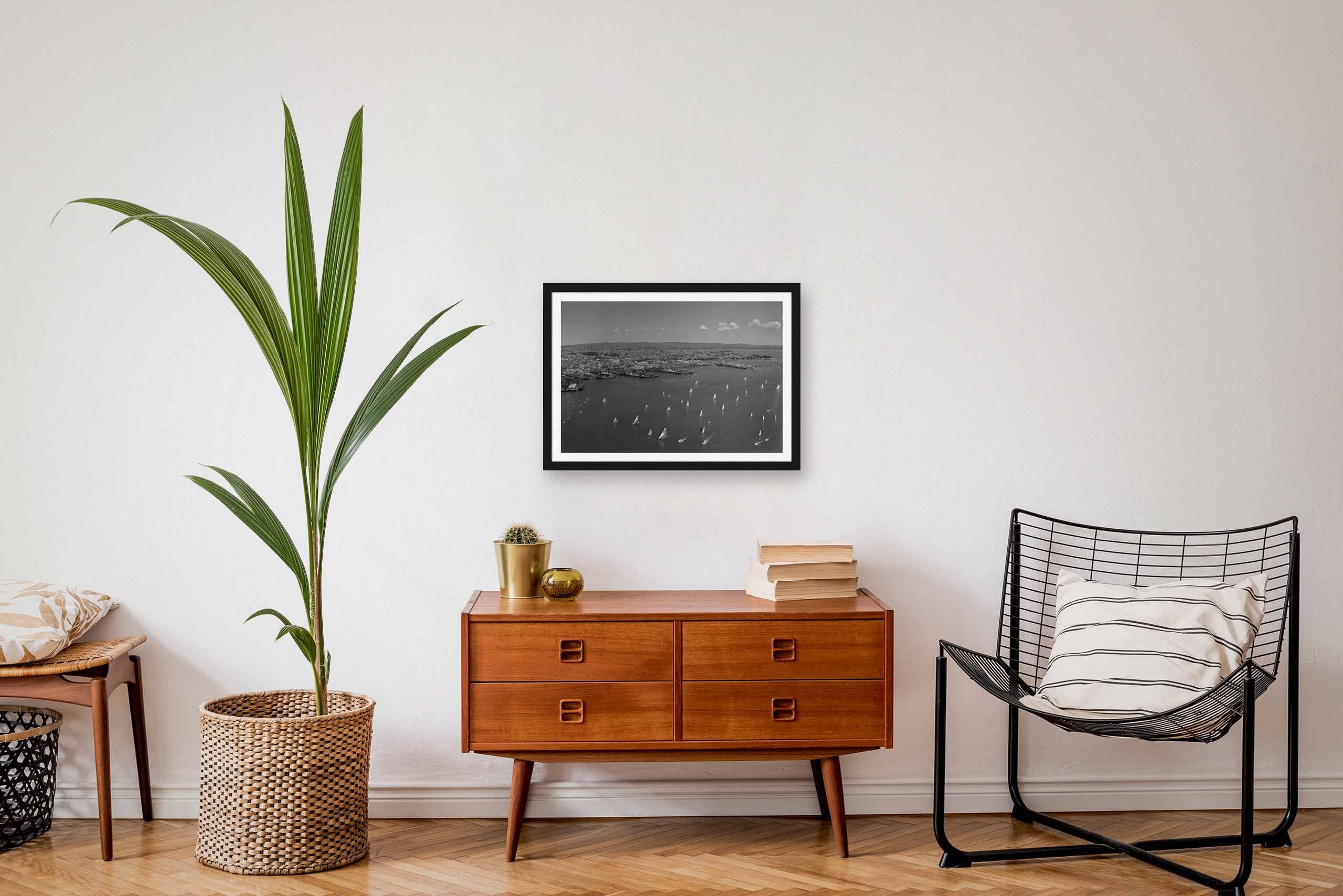 auckland-harbour-yachting-regatta-1949-interior-framed-black-poster-print