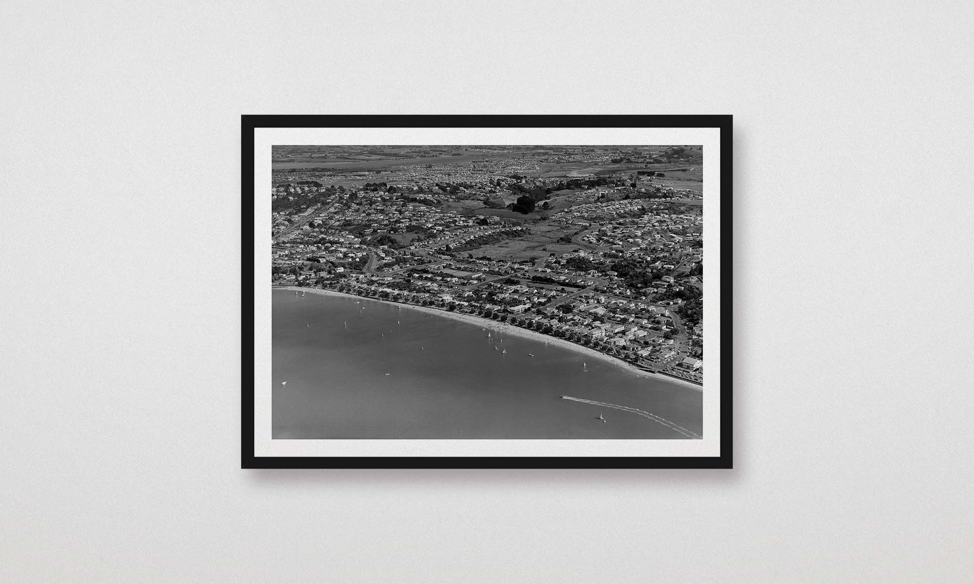 kohimarama-beach-auckland-1962-whites-aviation-black-framed-poster-print