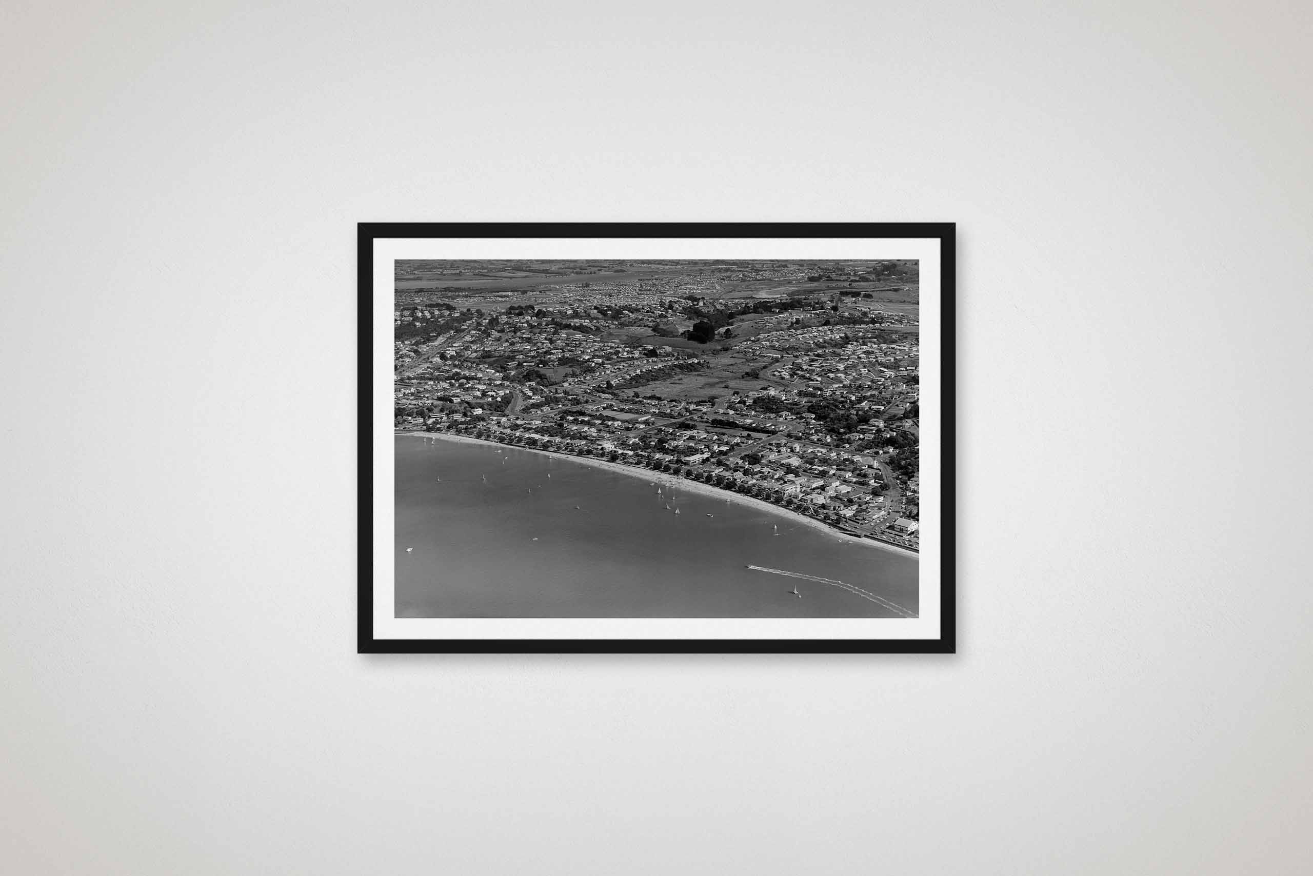kohimarama-beach-auckland-1962-whites-aviation-black-framed-poster-print