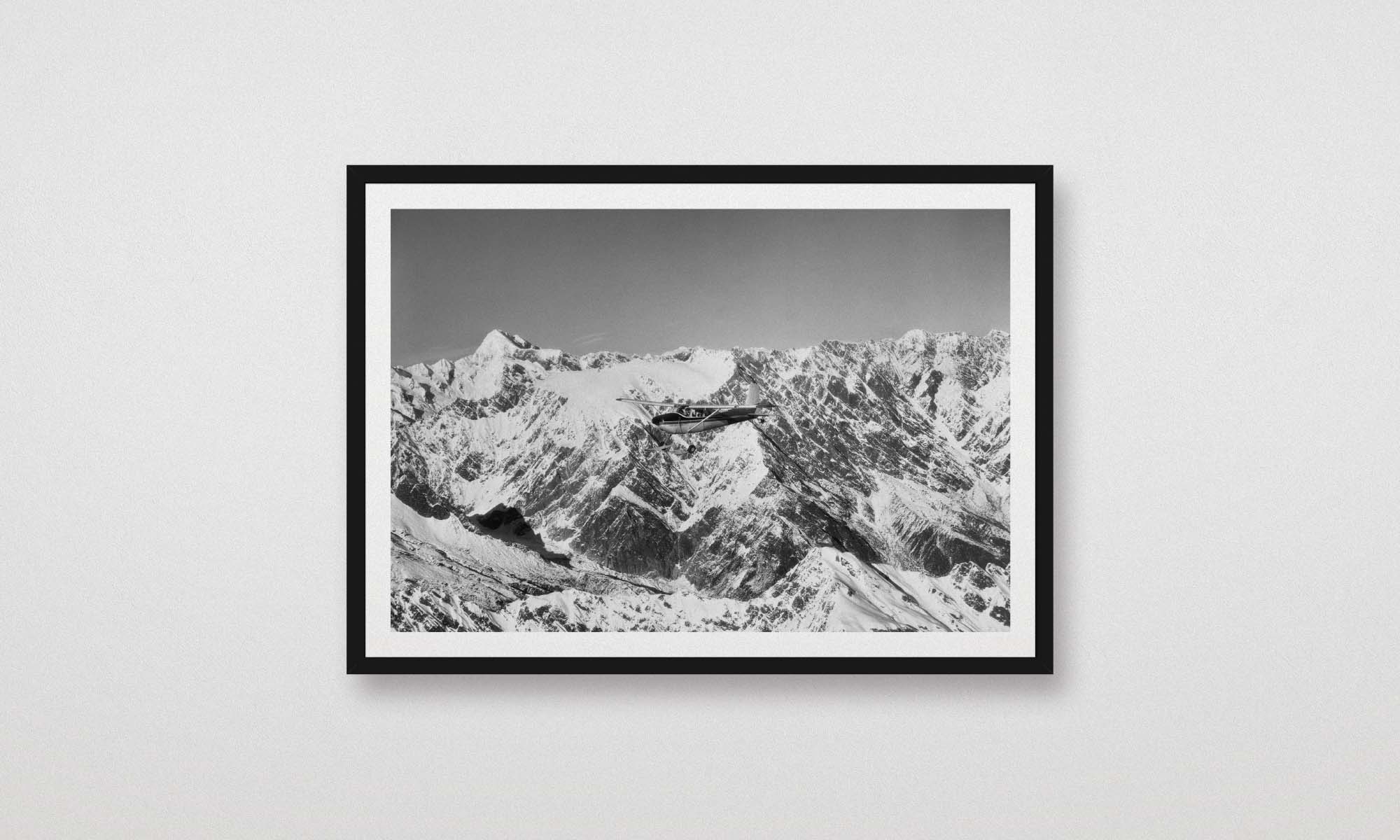 Historical photograph print of a Cessna aircraft over Mt Cook, Fox Glacier - 1960 by Whites Aviation