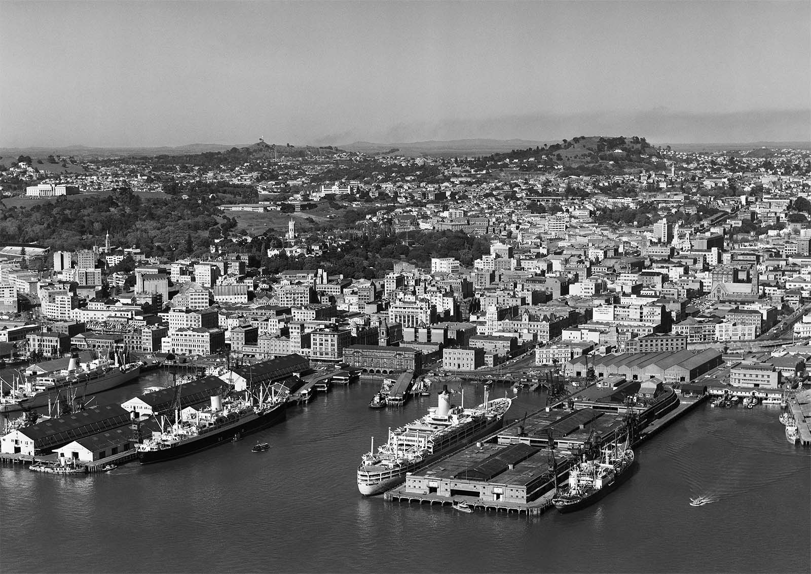 Auckland City 1960 historical photographic print by Whites Aviation – M, L, XL sized framed or poster print fine art