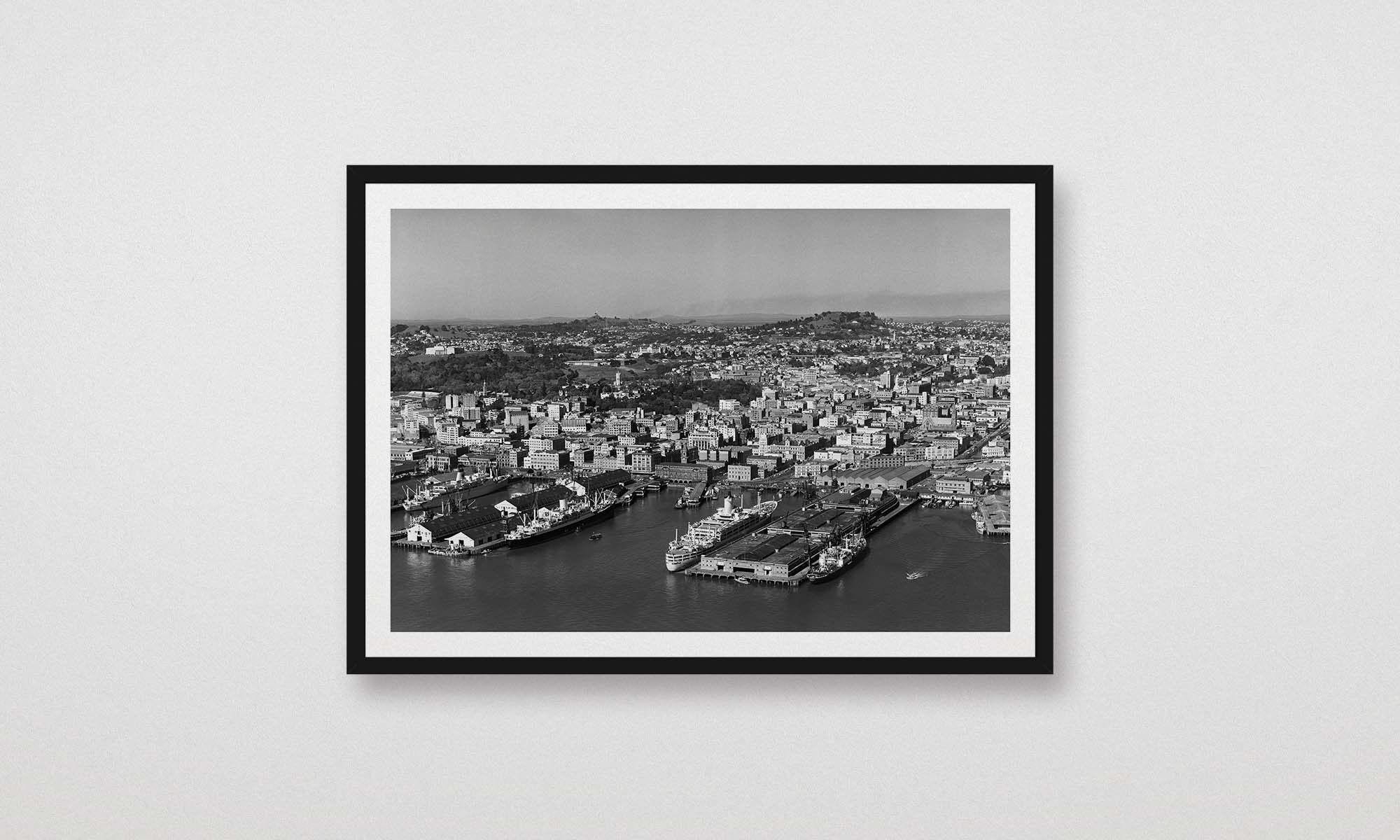 Auckland City 1960 historical photographic print by Whites Aviation – M, L, XL sized framed or poster print fine art