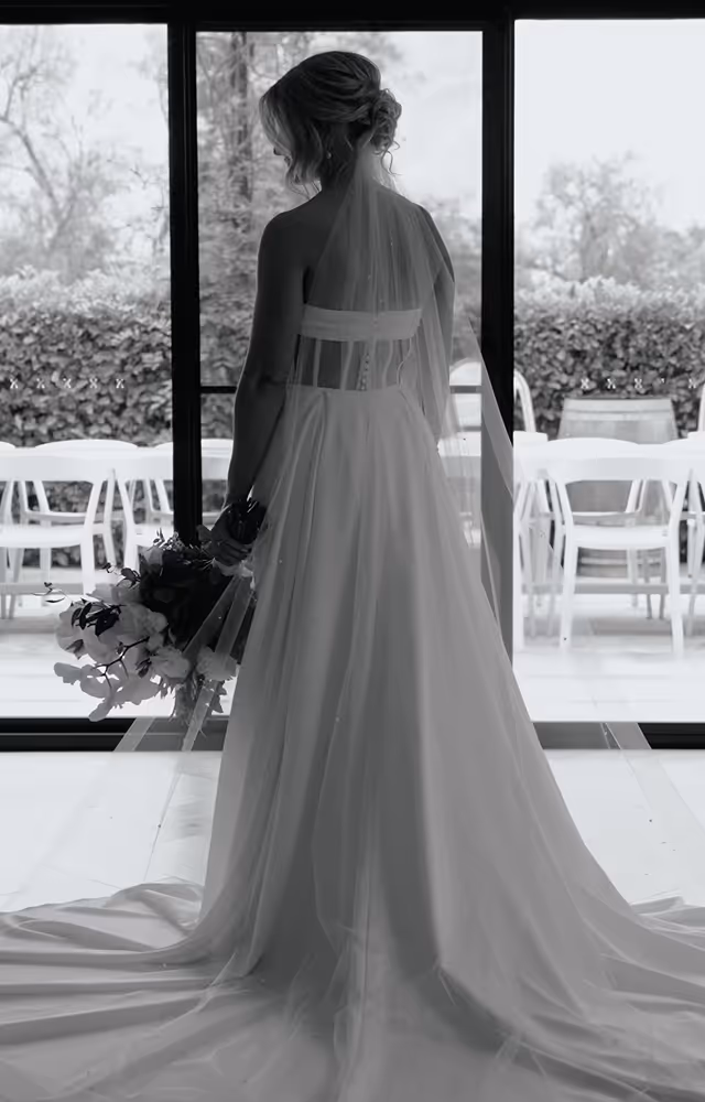 a woman in a wedding dress