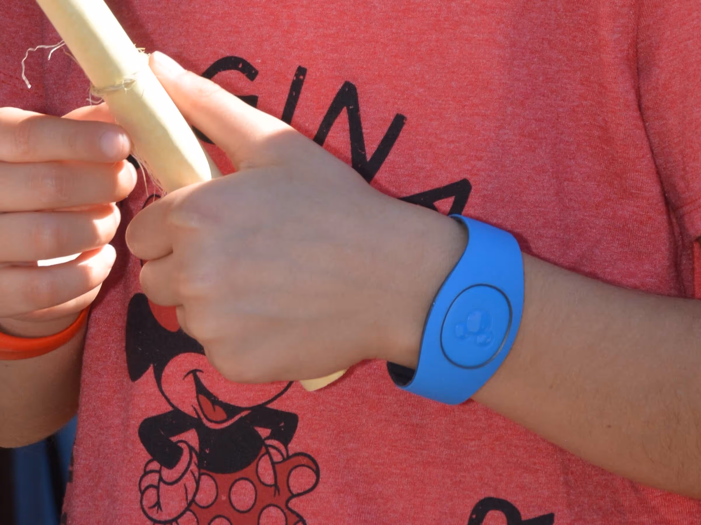 photo of a blue Disney MagicBand from 2018