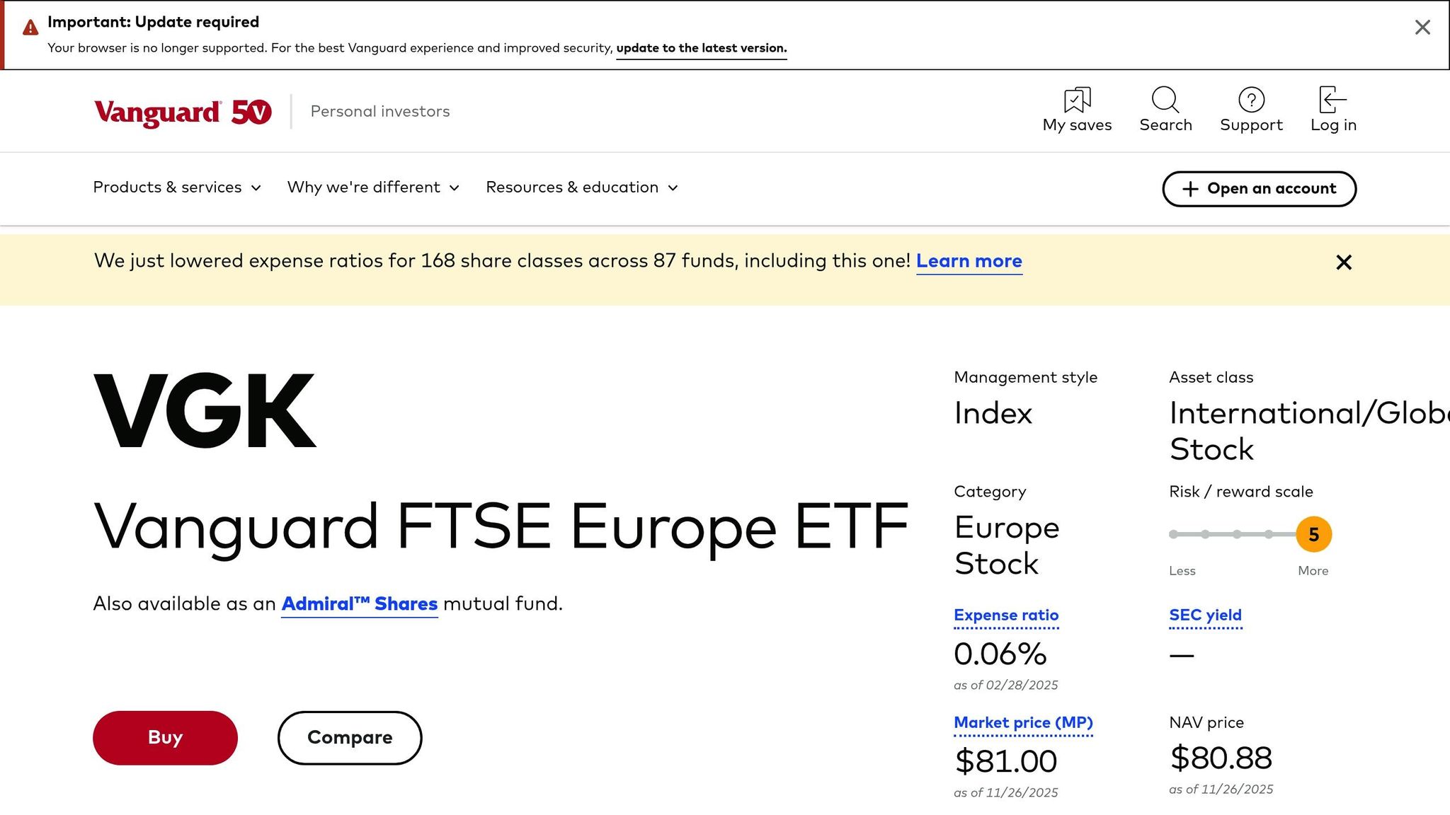 Vanguard FTSE Europe ETF