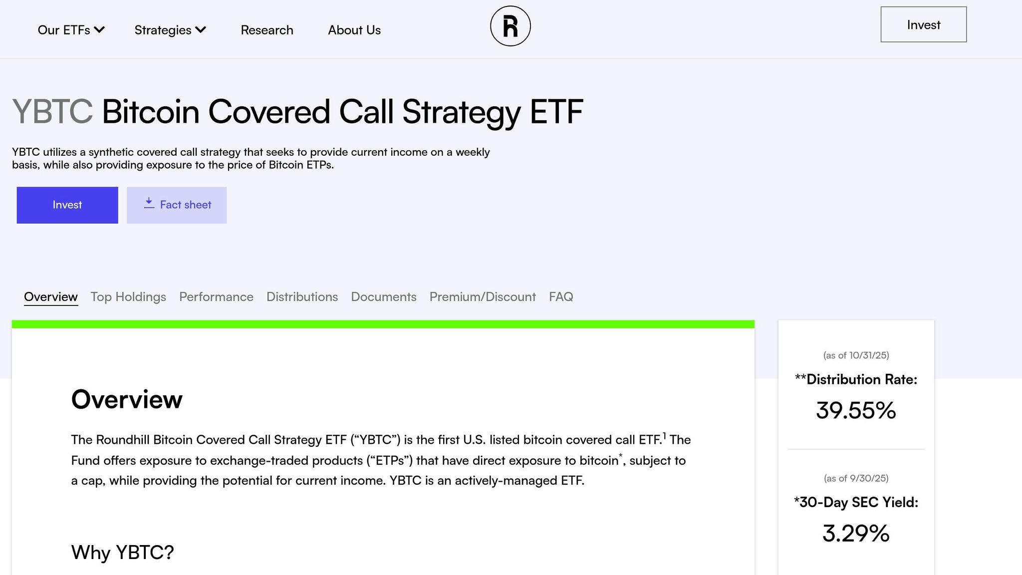 Roundhill Bitcoin Covered Call Strategy ETF