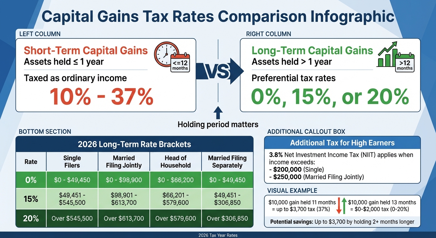 Short-Term vs Long-Term Capital Gains Tax Rates 2026