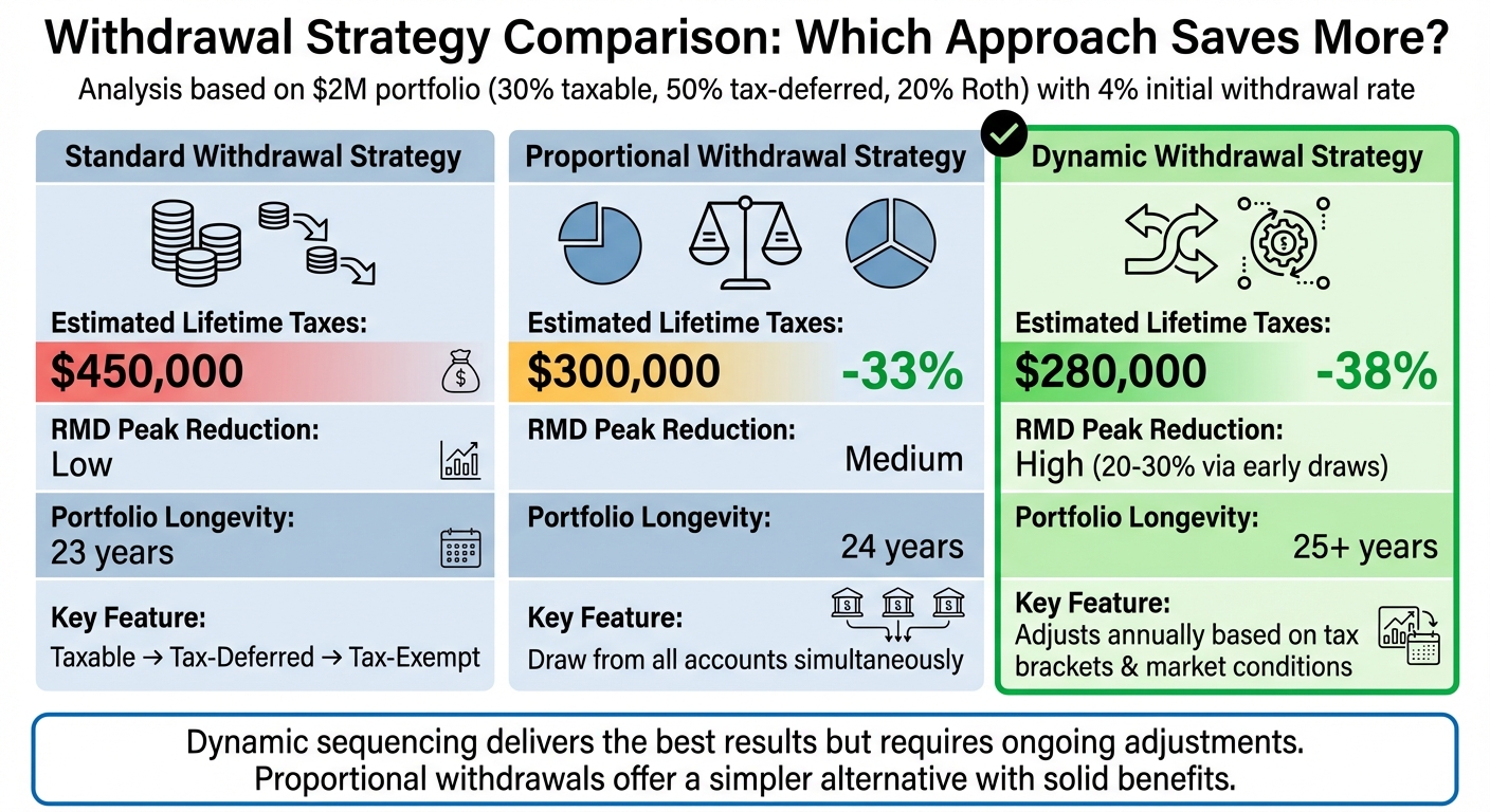 Retirement Withdrawal Strategy Comparison: Tax Savings and Portfolio Longevity