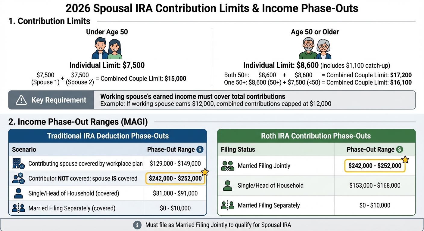 2026 Spousal IRA Contribution Limits and Income Phase-Out Ranges