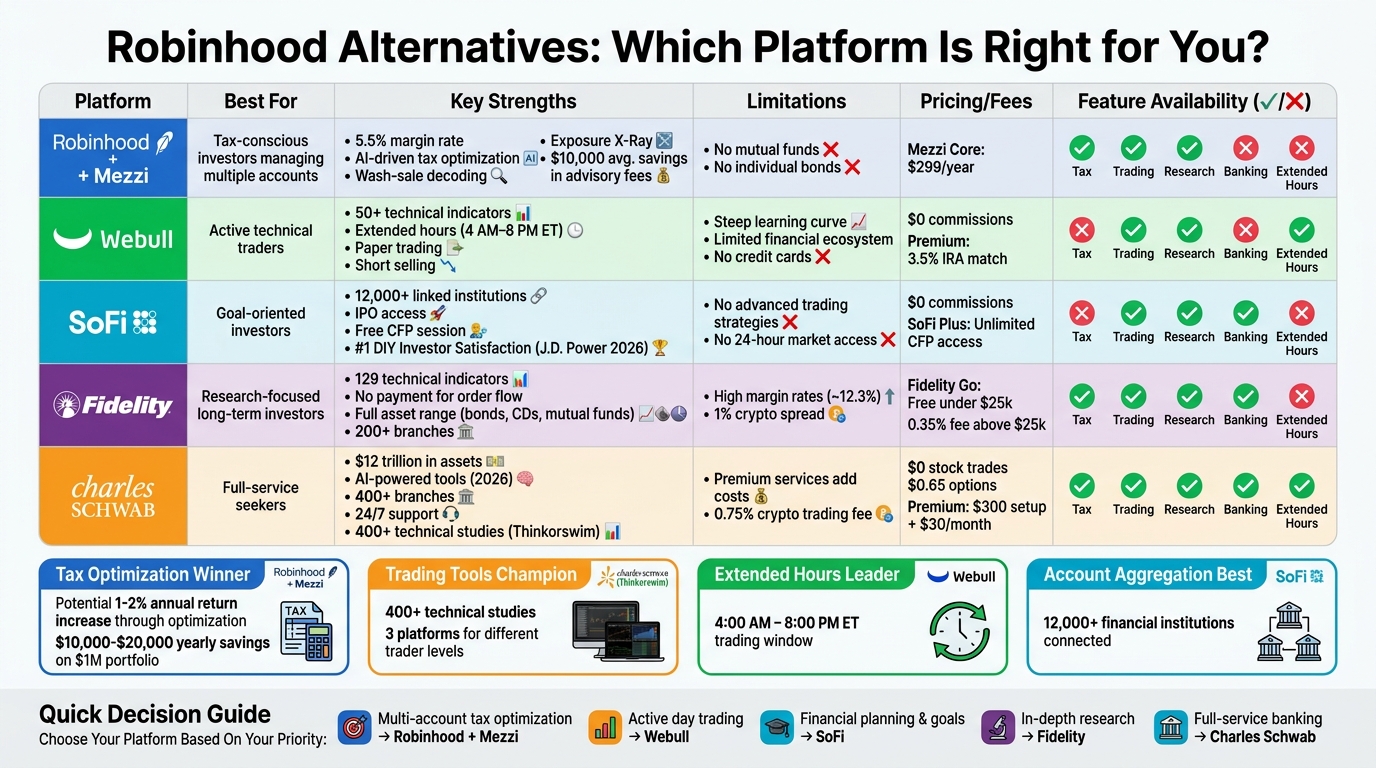 Robinhood Alternatives Comparison: Features, Fees, and Best Use Cases