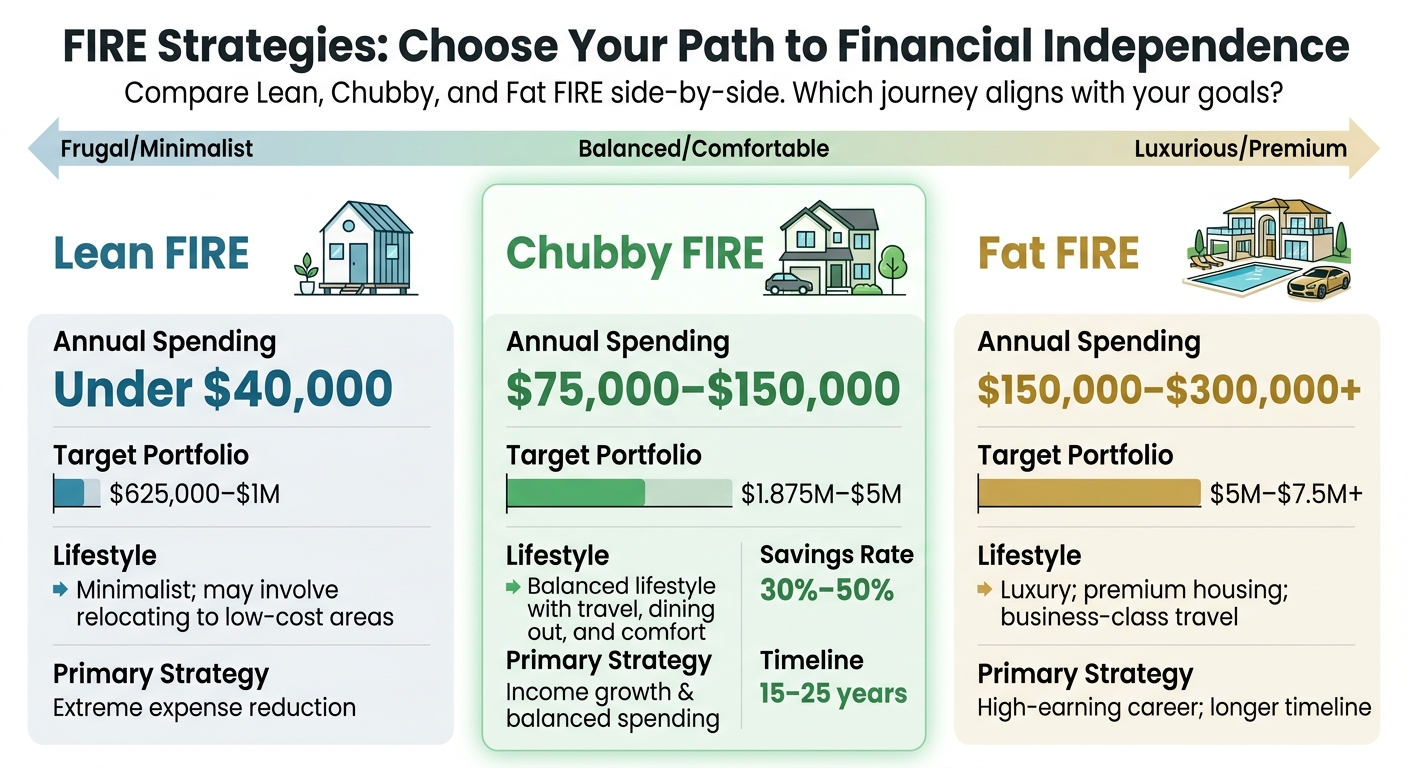Lean FIRE vs Chubby FIRE vs Fat FIRE Comparison Chart