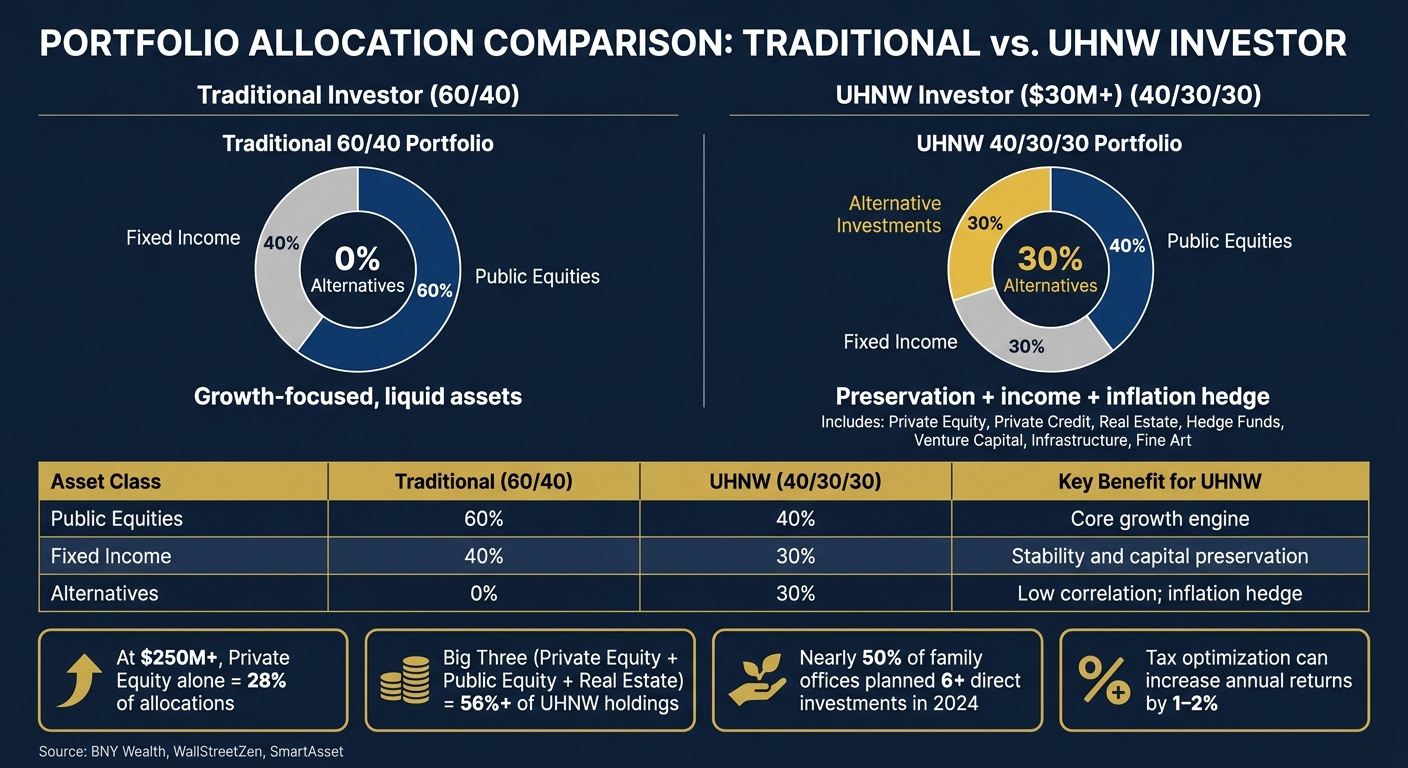 Traditional vs. UHNW Portfolio Allocation: How Investment Strategy Shifts at $30M+
