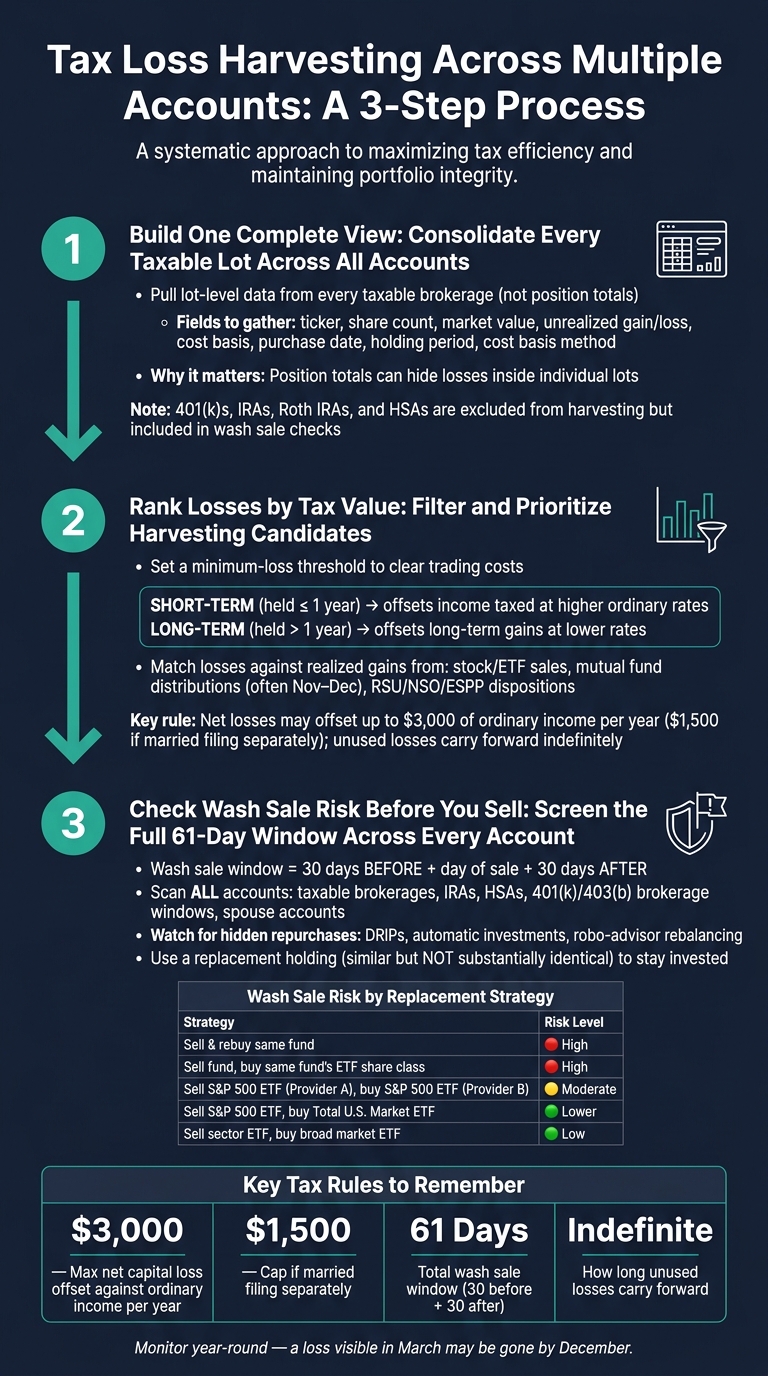 Tax Loss Harvesting Across Multiple Accounts: 3-Step Process