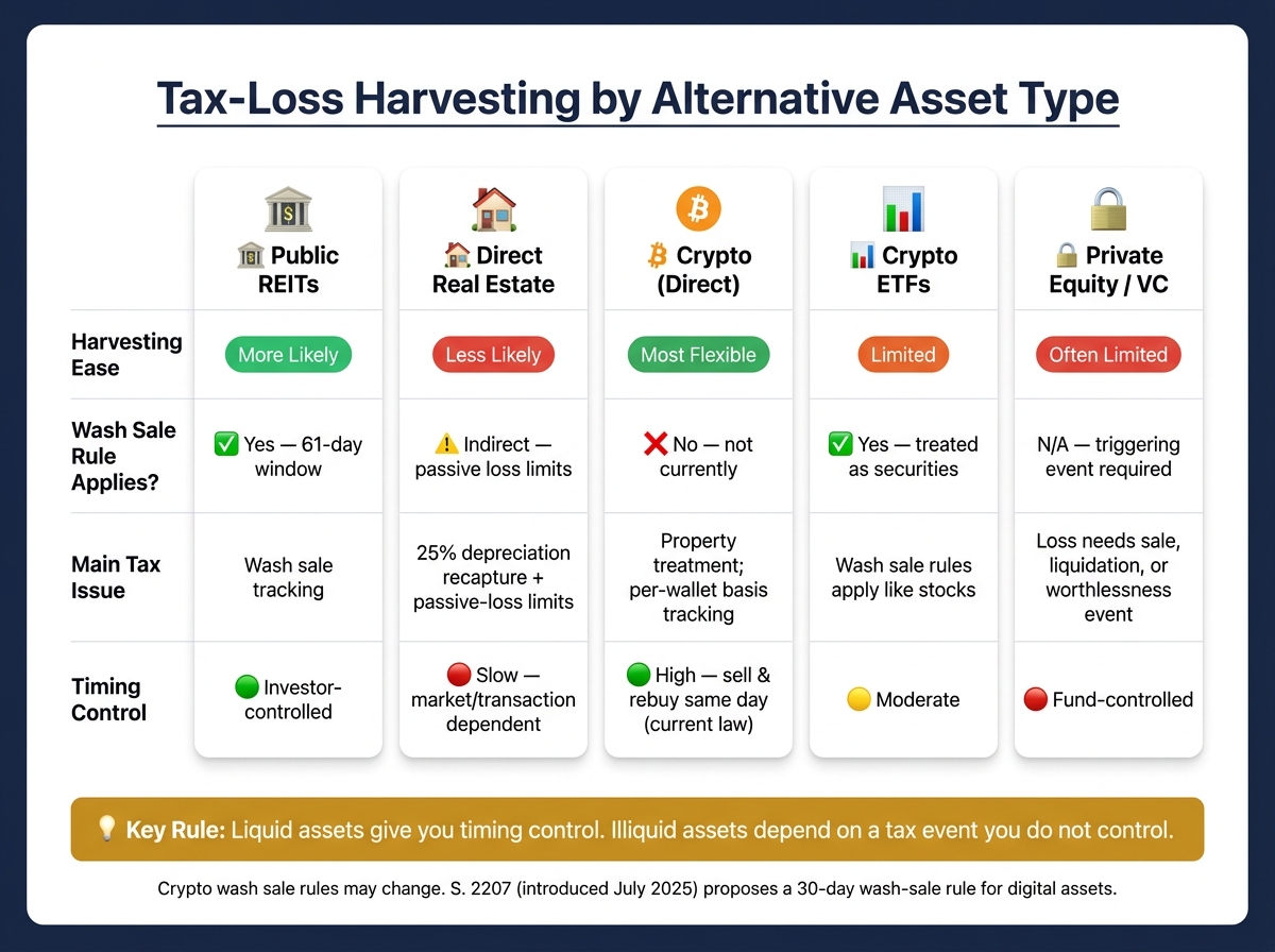 Tax-Loss Harvesting for Alternative Investments: Quick Comparison Guide