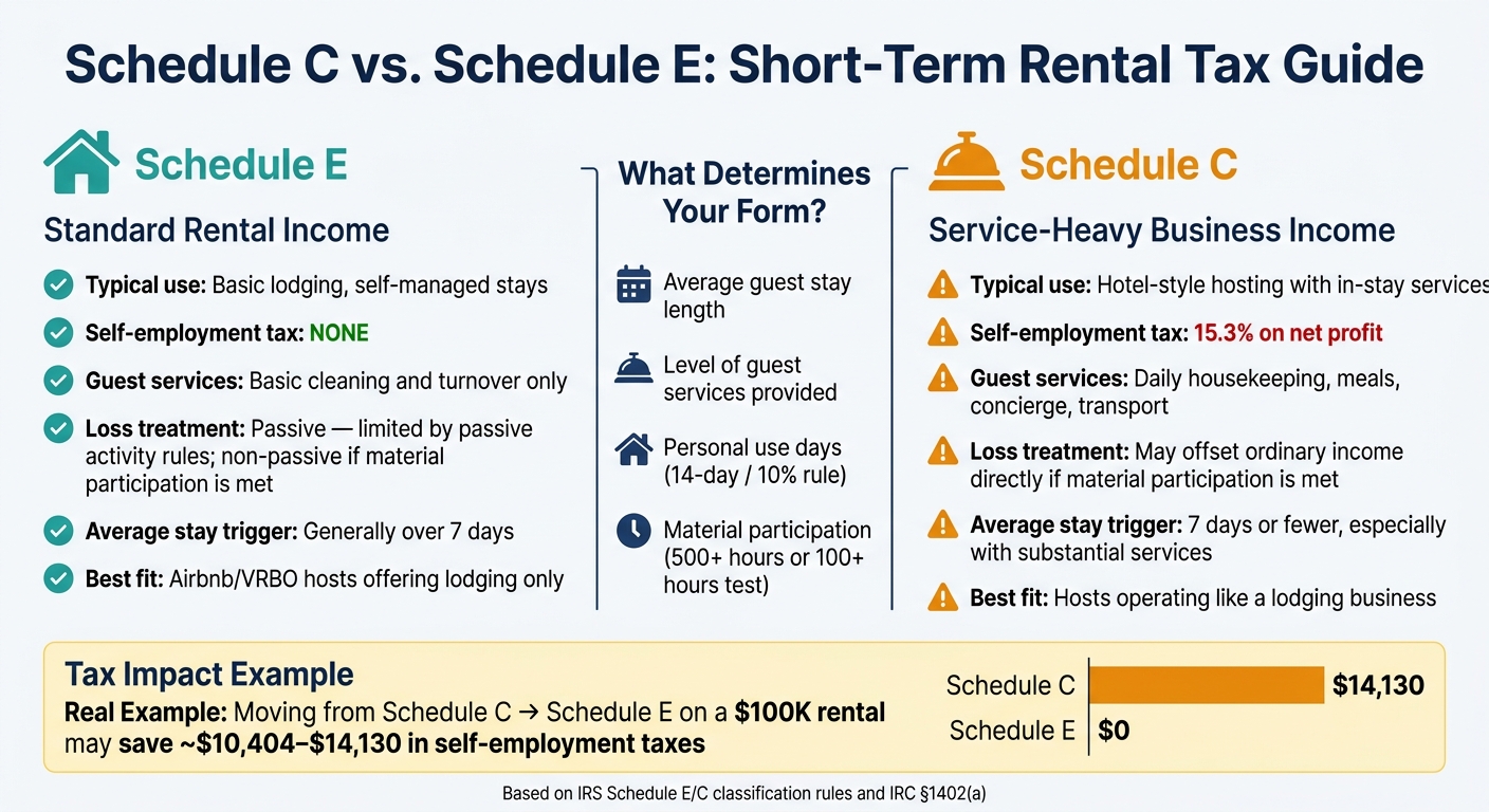 Schedule C vs. Schedule E for Short-Term Rentals: Key Tax Differences